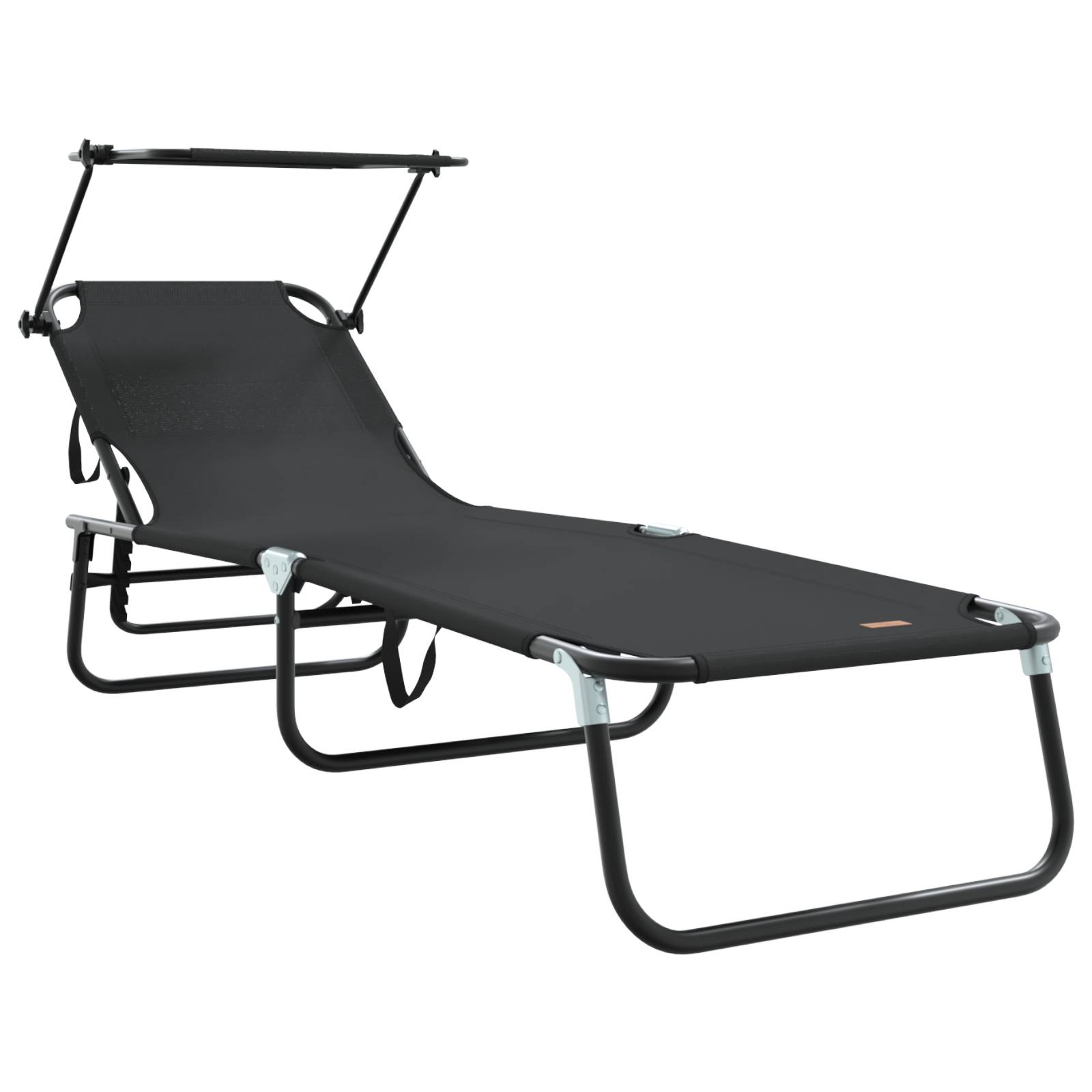vidaXL Faltbare Sonnenliege mit Sonnendach Schwarz 600D Oxford-Gewebe