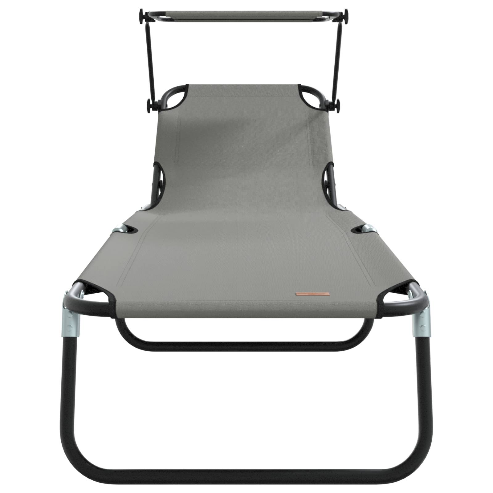 vidaXL Klapp-Sonnenliegen 2 Stk mit Sonnendach Grau 600D Oxford-Stoff