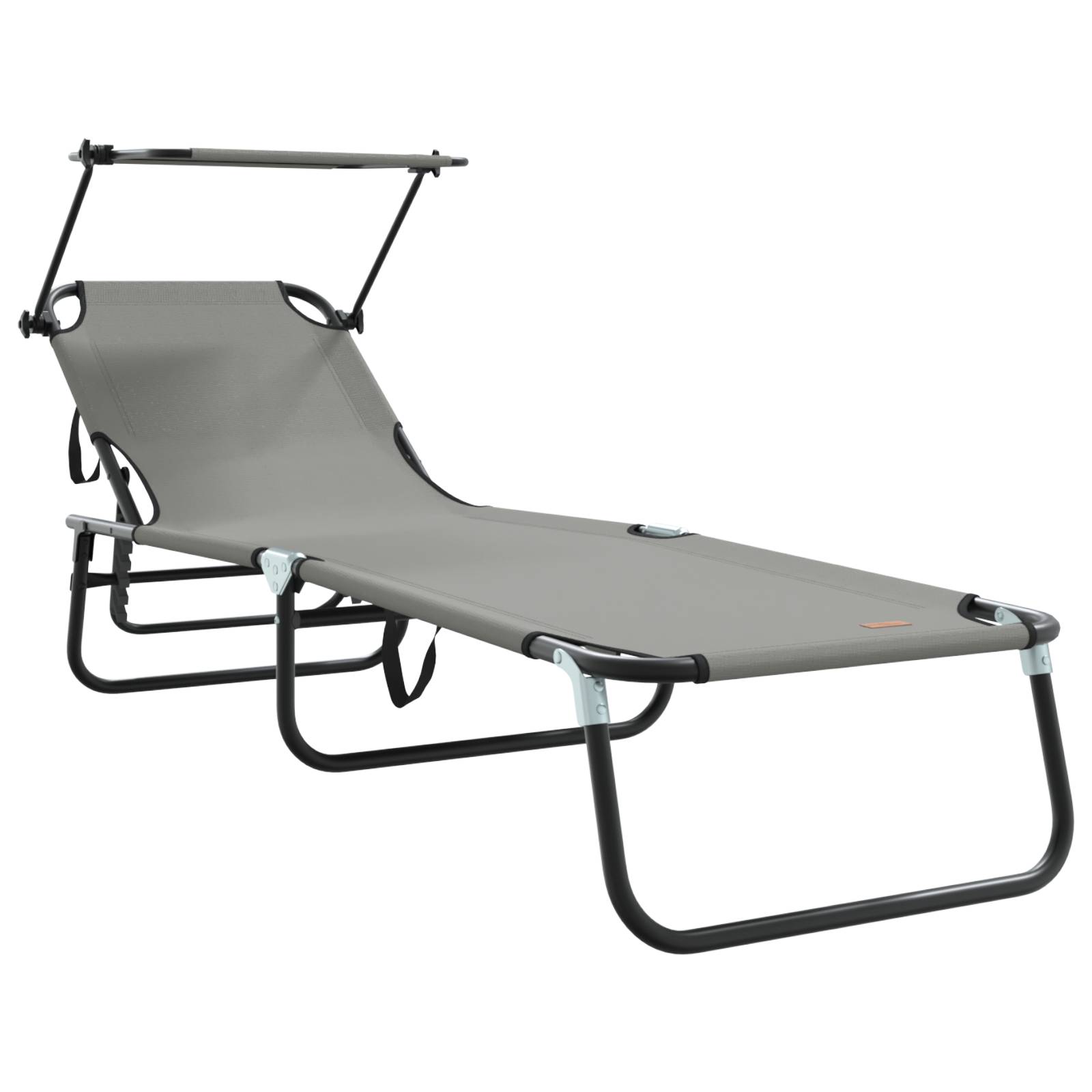 vidaXL Klapp-Sonnenliegen 2 Stk mit Sonnendach Grau 600D Oxford-Stoff