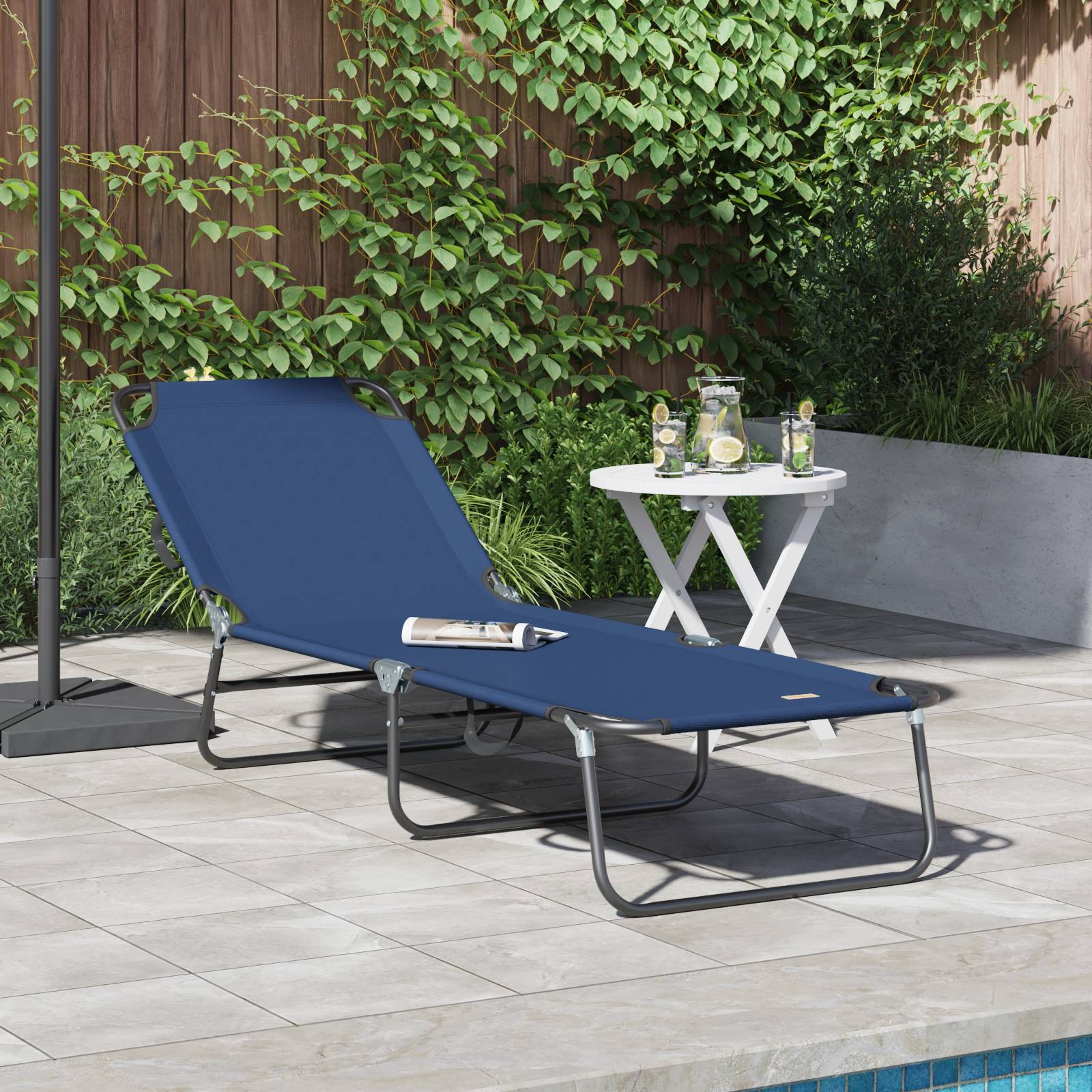vidaXL Klappliege Tragbar Blau 600D Oxford-Gewebe