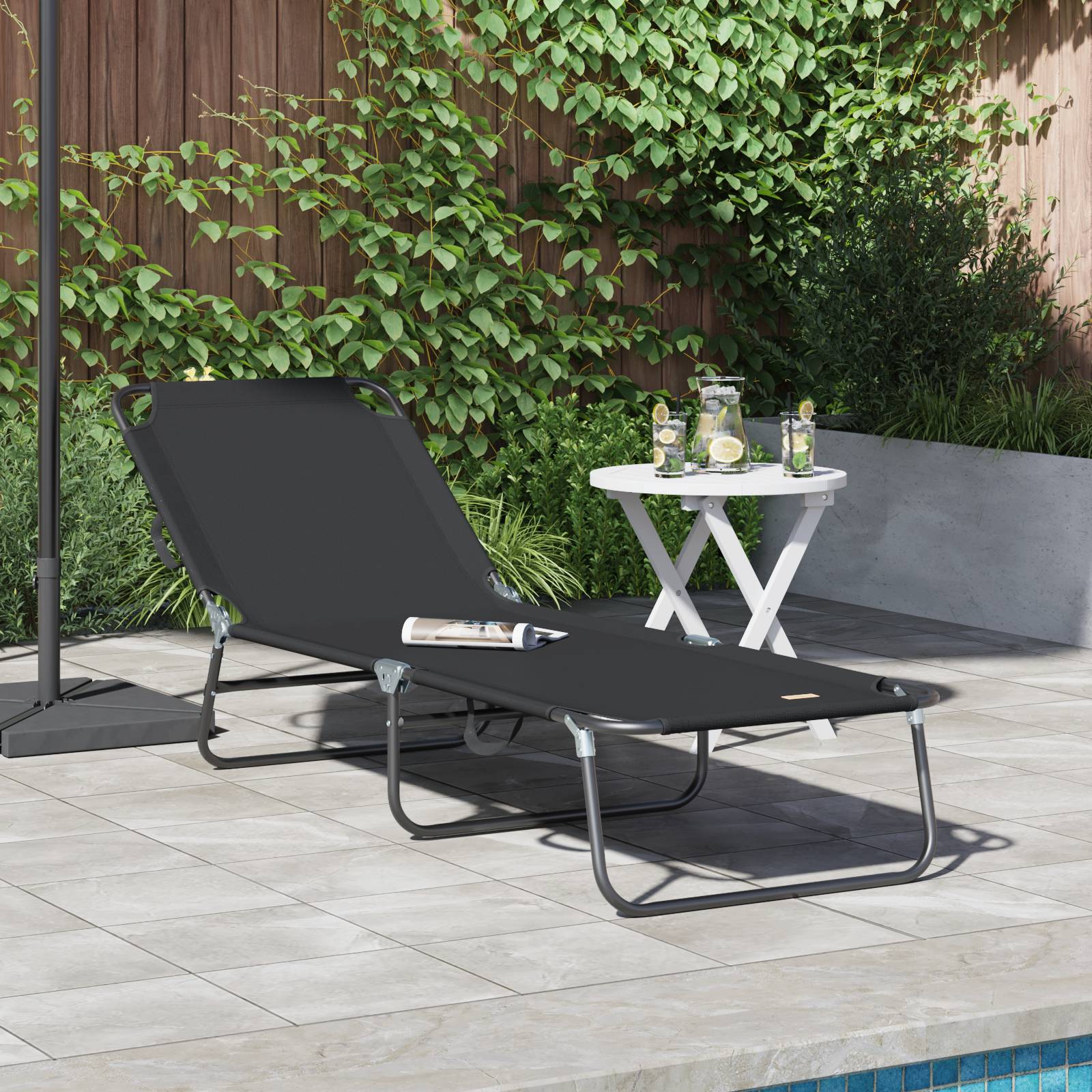 vidaXL Klappliege Tragbar Schwarz 600D Oxford-Gewebe