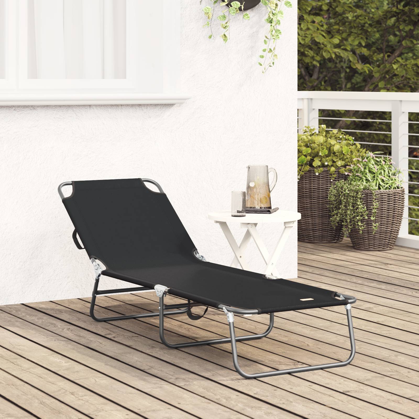 vidaXL Klappliege Tragbar Schwarz 600D Oxford-Gewebe