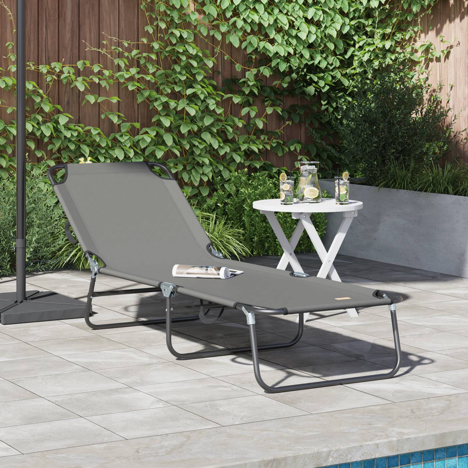 vidaXL Klappliege Tragbar Grau 600D Oxford-Gewebe