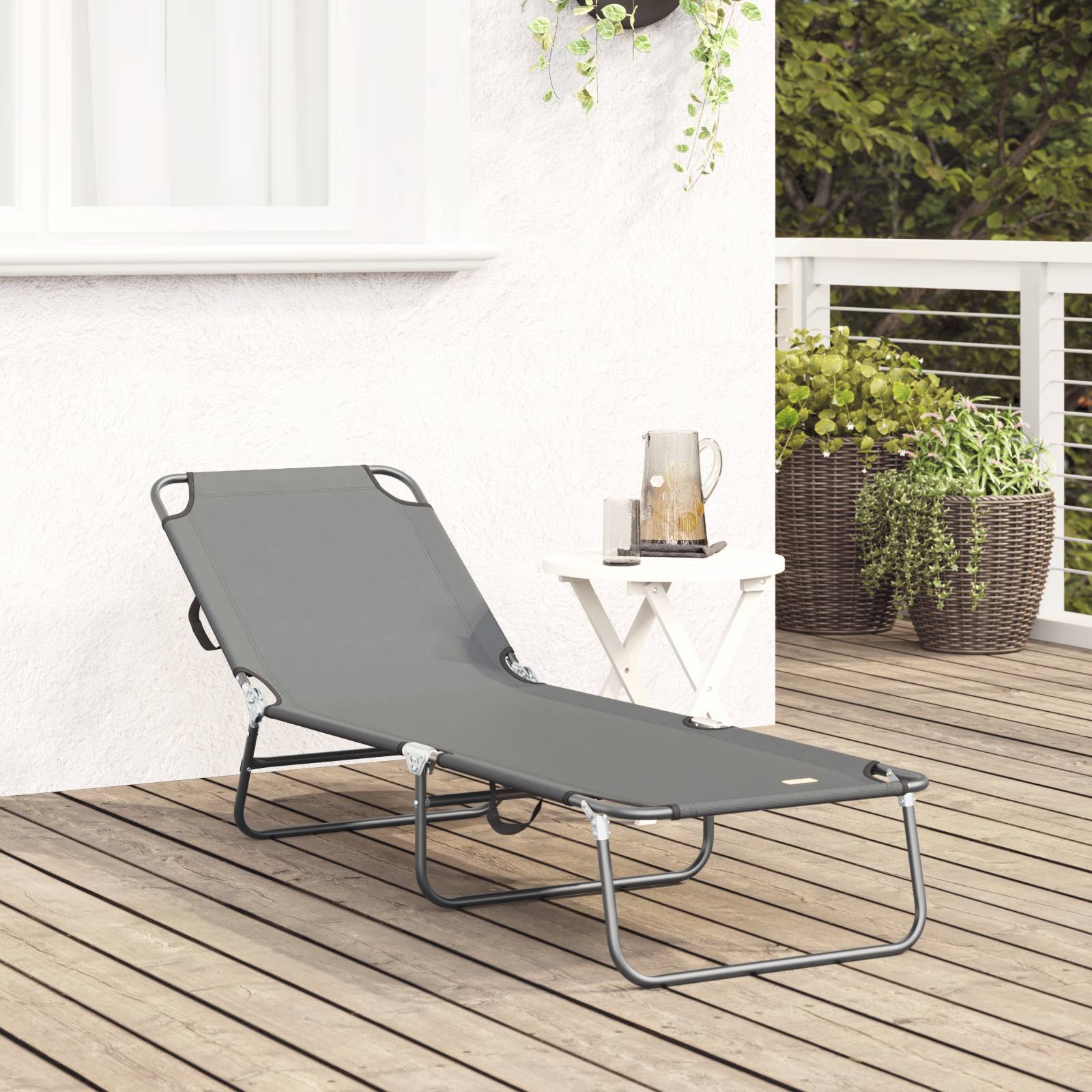 vidaXL Klappliege Tragbar Grau 600D Oxford-Gewebe