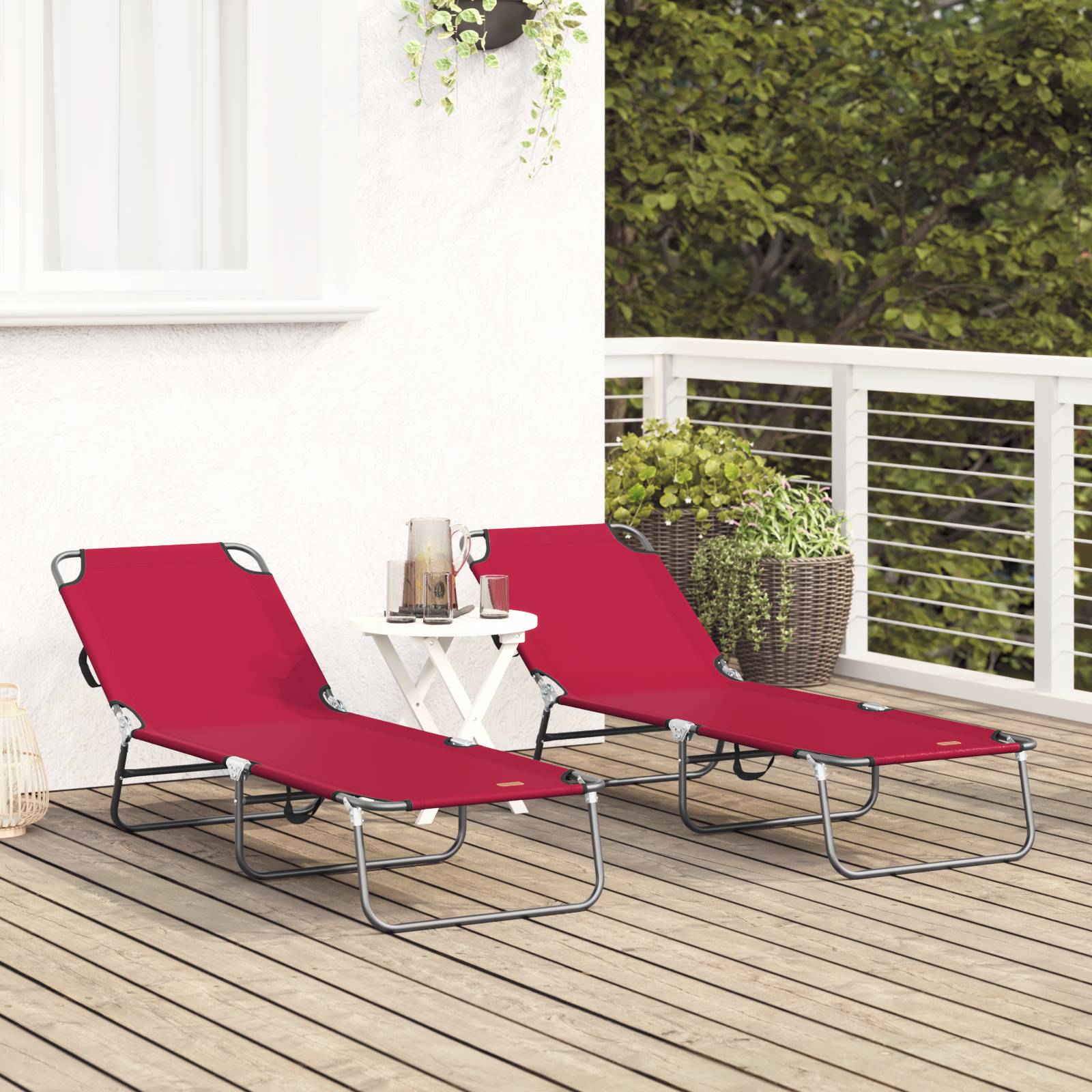 vidaXL Klappliegen 2 Stk. Tragbar Rot 600D Oxford-Gewebe