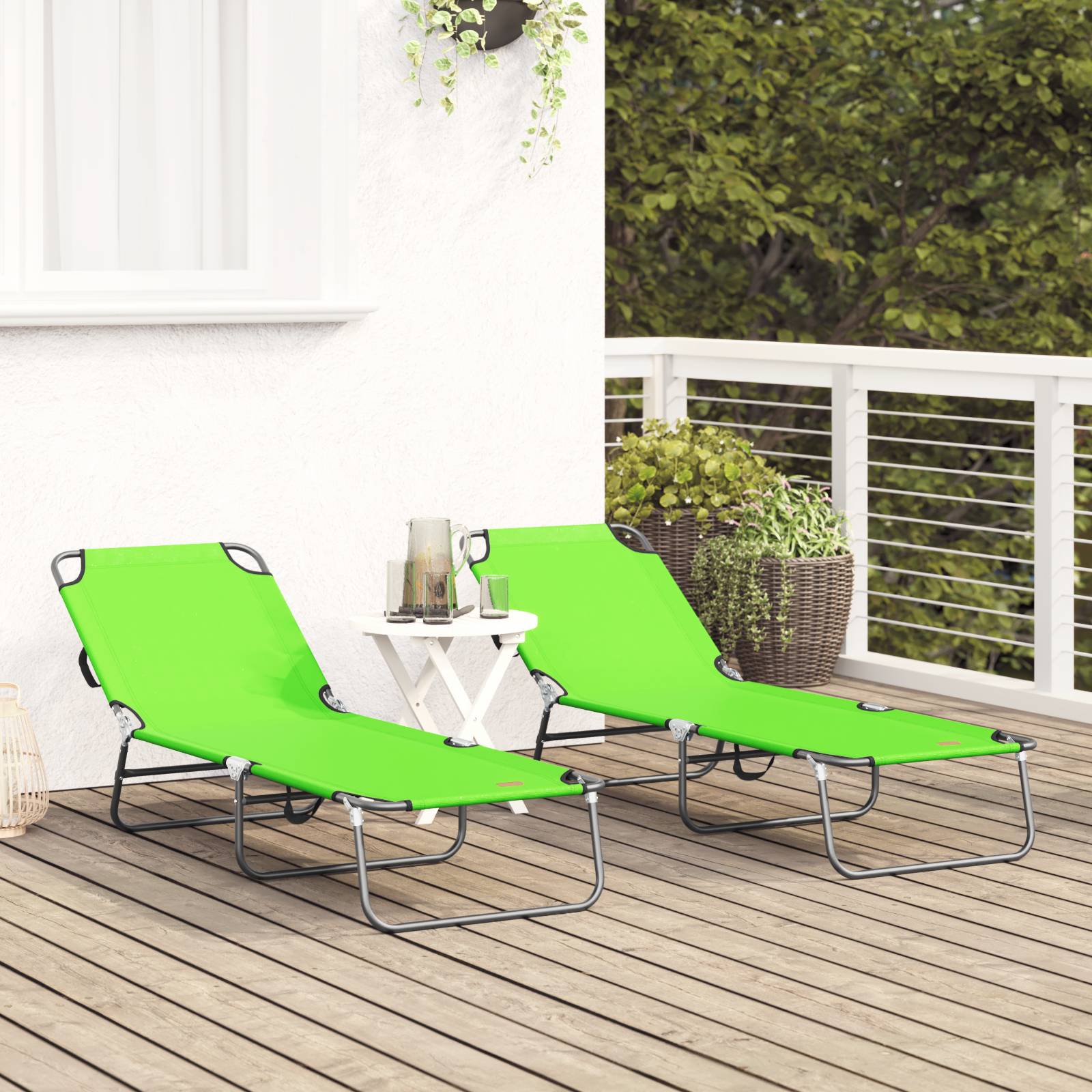 vidaXL Klappliegen 2 Stk. Tragbar Grün 600D Oxford-Gewebe