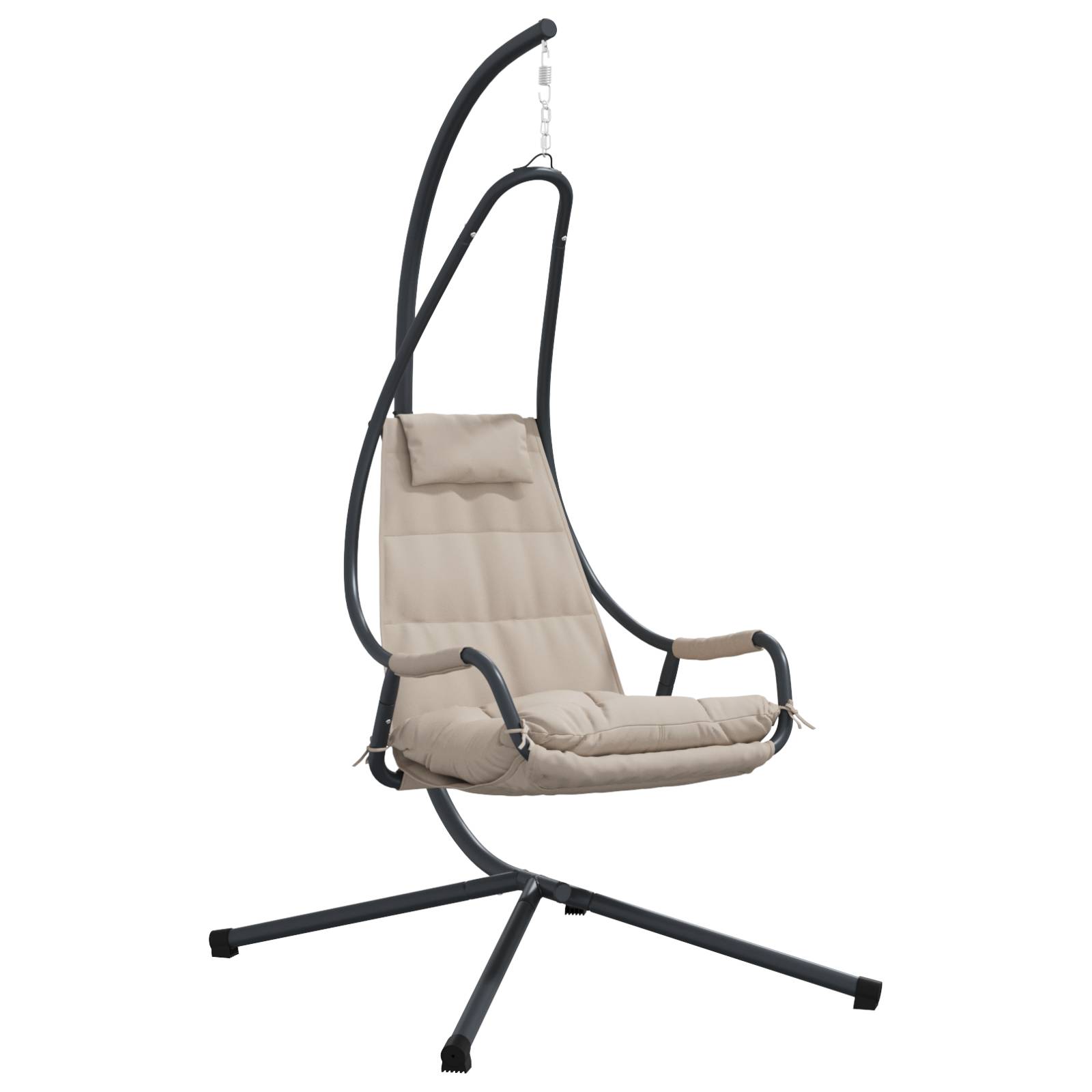 vidaXL Hängesessel mit Ständer und Kissen Taupe Stahl