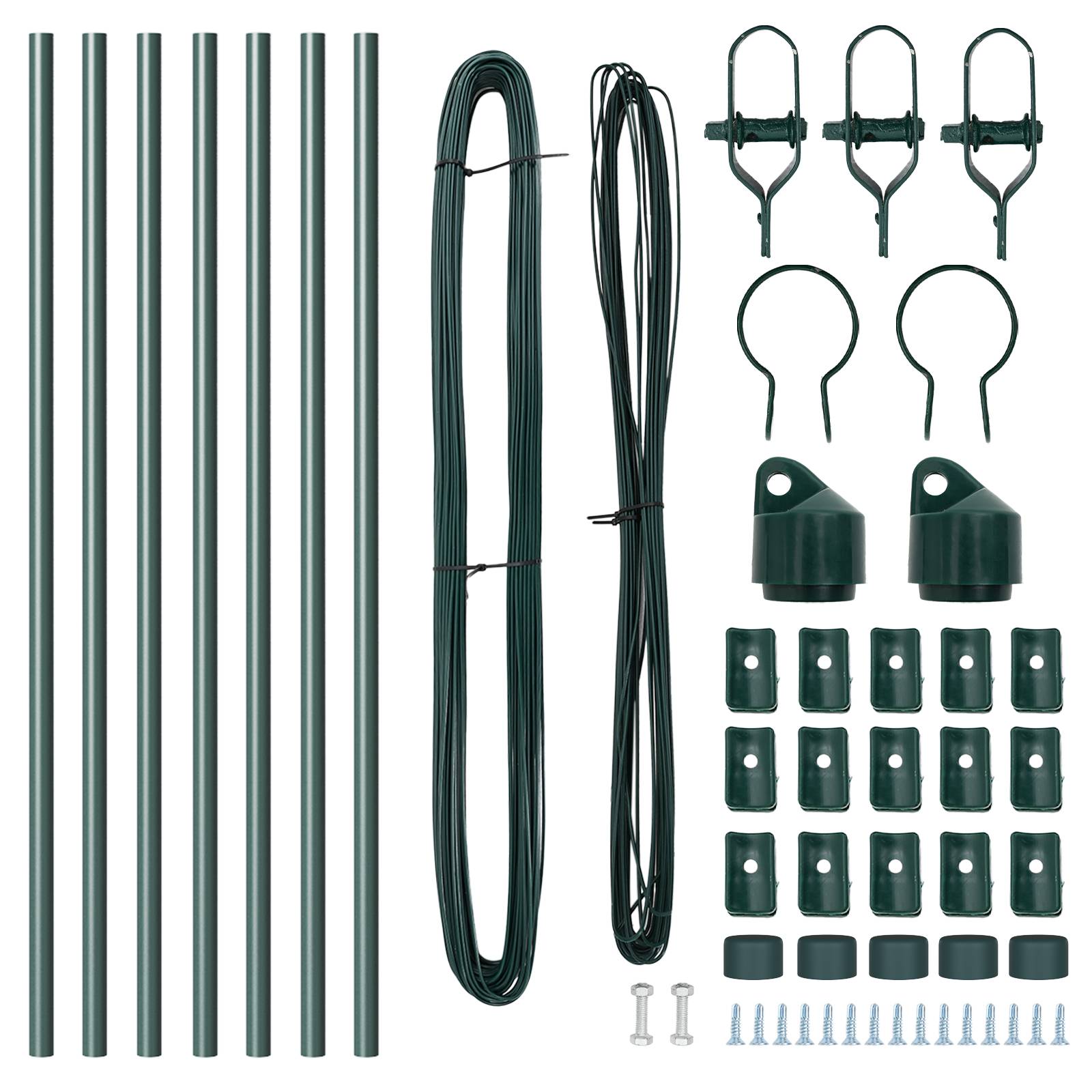 vidaXL Zaunpfosten 7 Stk. Grün Ø32 mm 120 cm Verzinkter Stahl