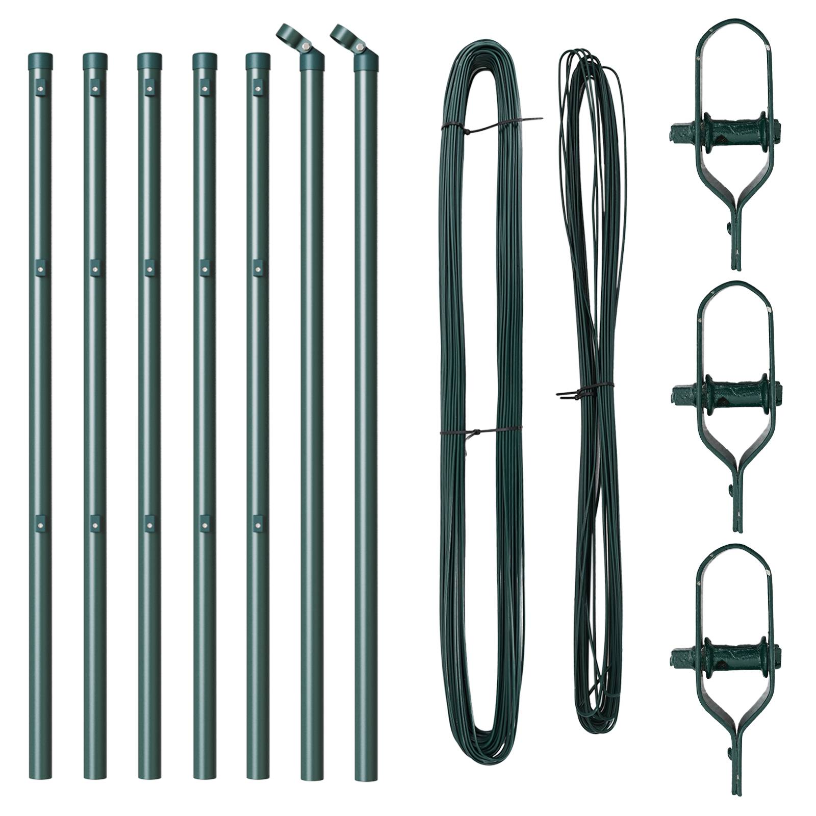 vidaXL Zaunpfosten 7 Stk. Grün Ø32 mm 100 cm Verzinkter Stahl