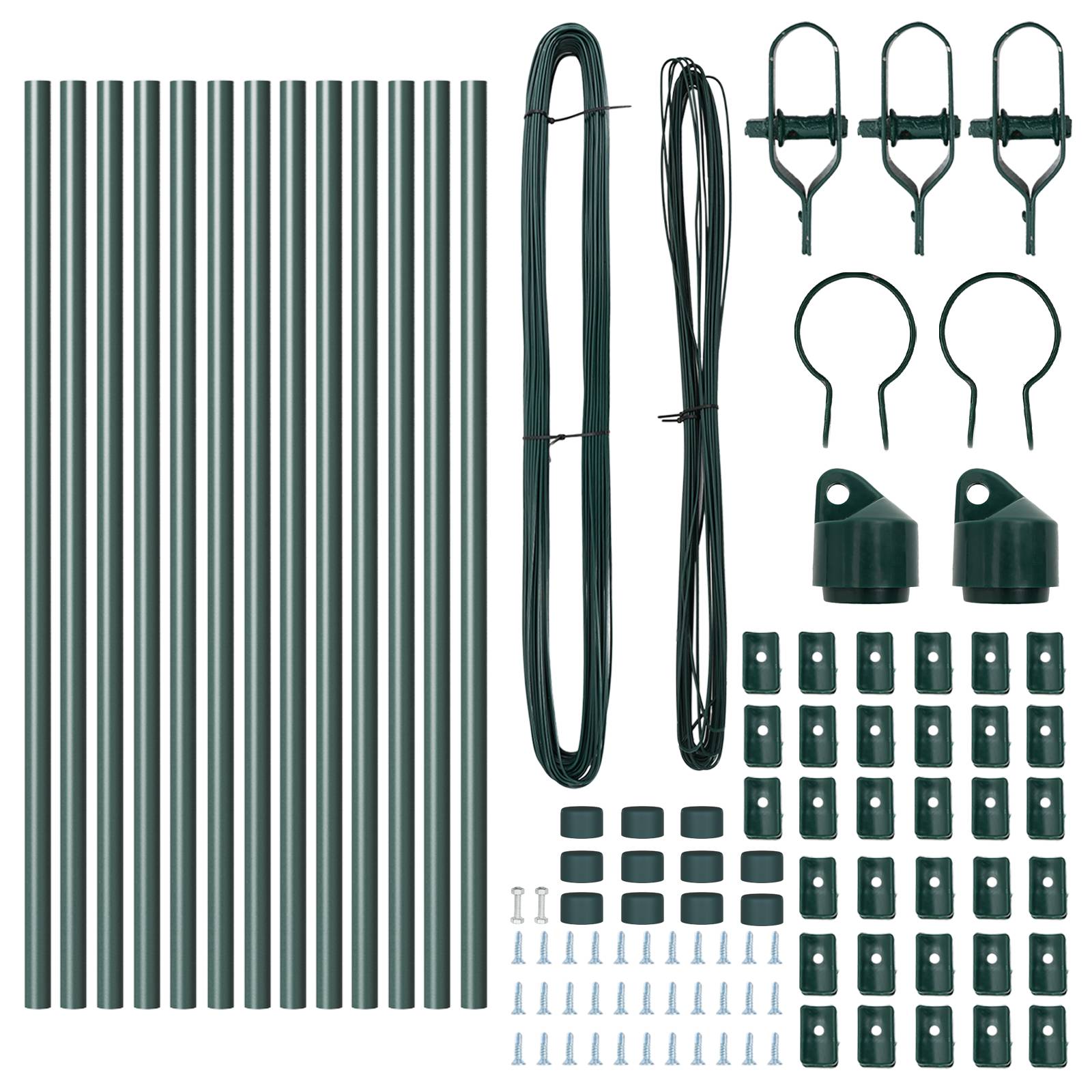 vidaXL Zaunpfosten 13 Stk. Grün Ø32 mm 80 cm Verzinkter Stahl