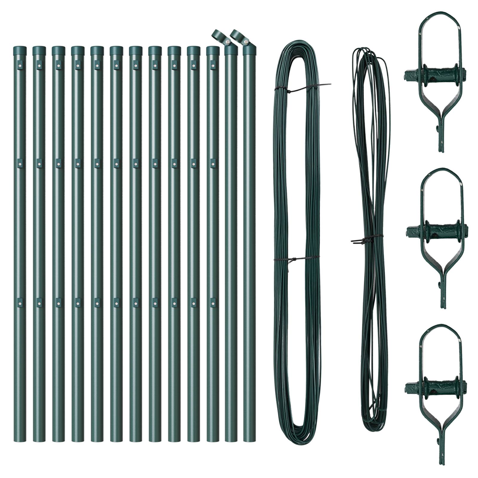 vidaXL Zaunpfosten 13 Stk. Grün Ø32 mm 80 cm Verzinkter Stahl