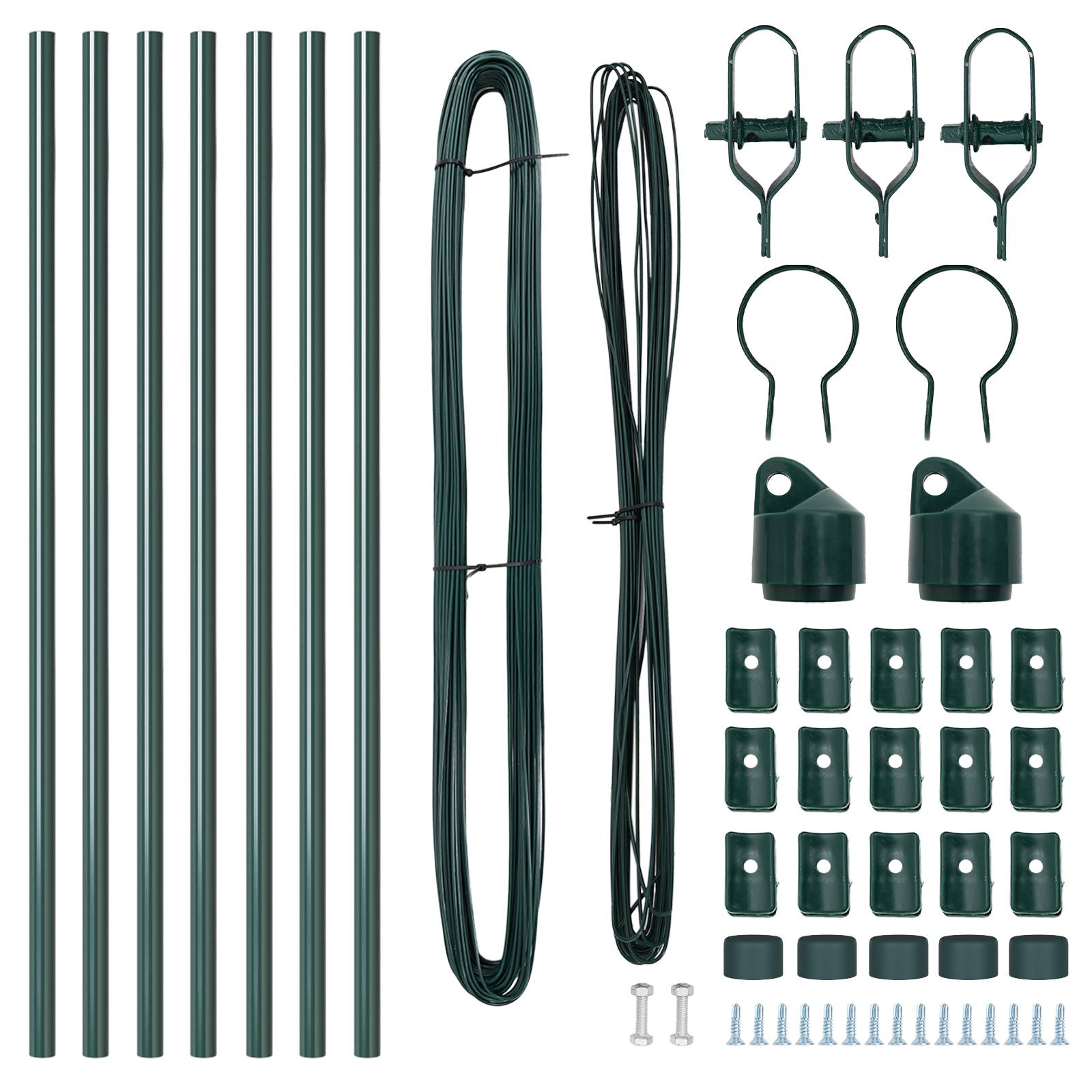 vidaXL Zaunpfosten 7 Stk. Grün Ø32 mm 100 cm Verzinkter Stahl