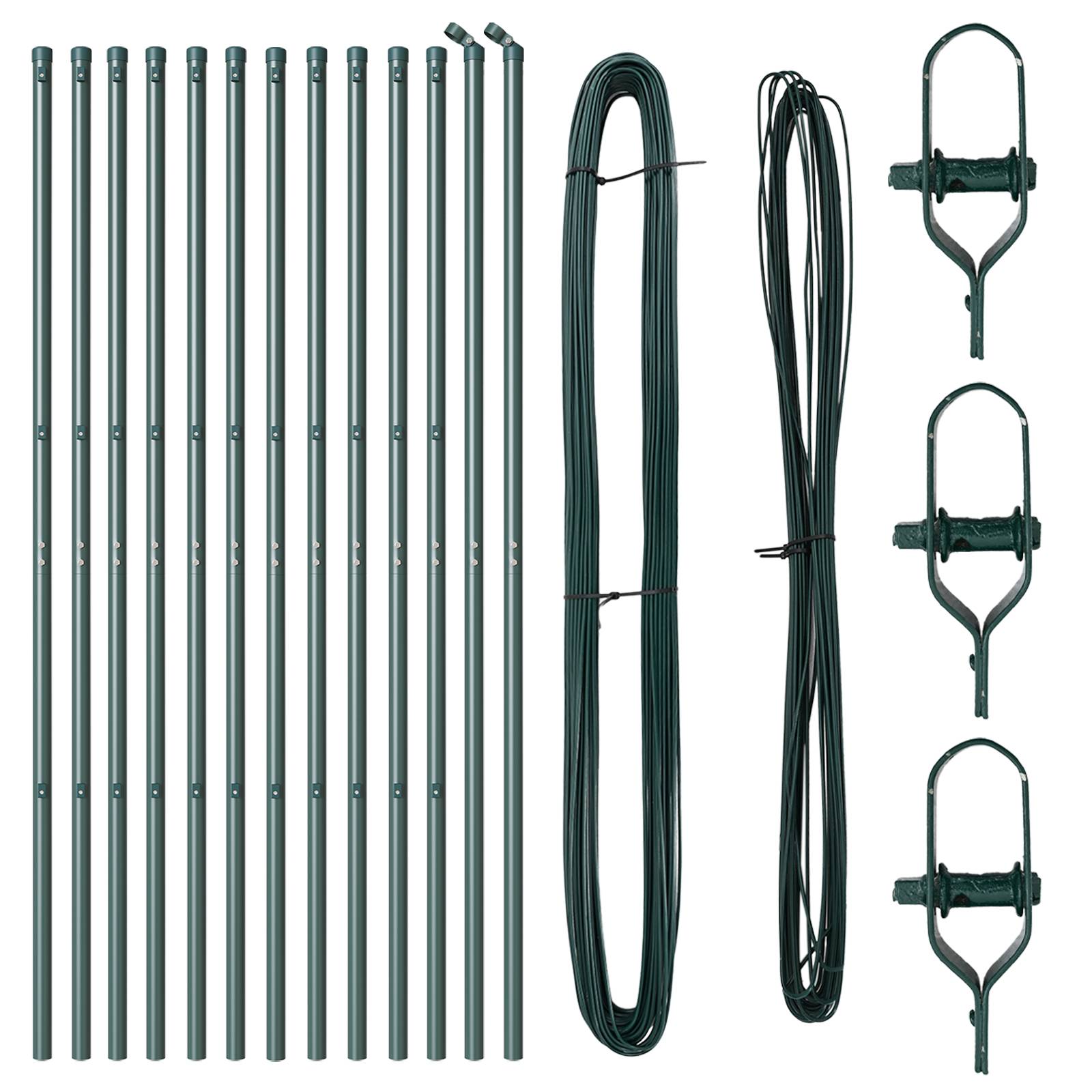 vidaXL Zaunpfosten 13 Stk. Grün Ø32 mm 170 cm Verzinkter Stahl
