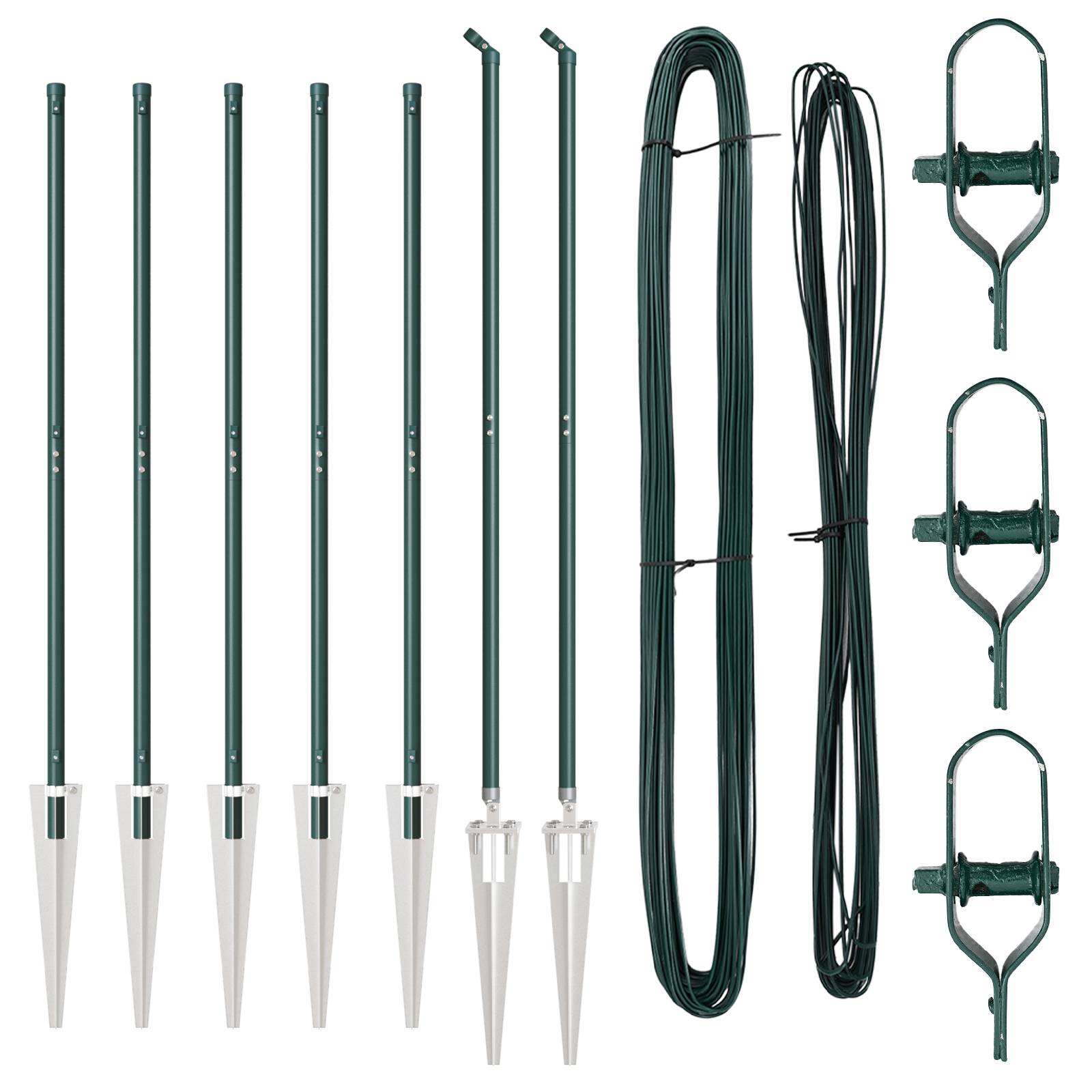 vidaXL Zaunpfosten mit Spitze 7 Stück Ø32 mm 160 cm Galvanisiertes Stahl