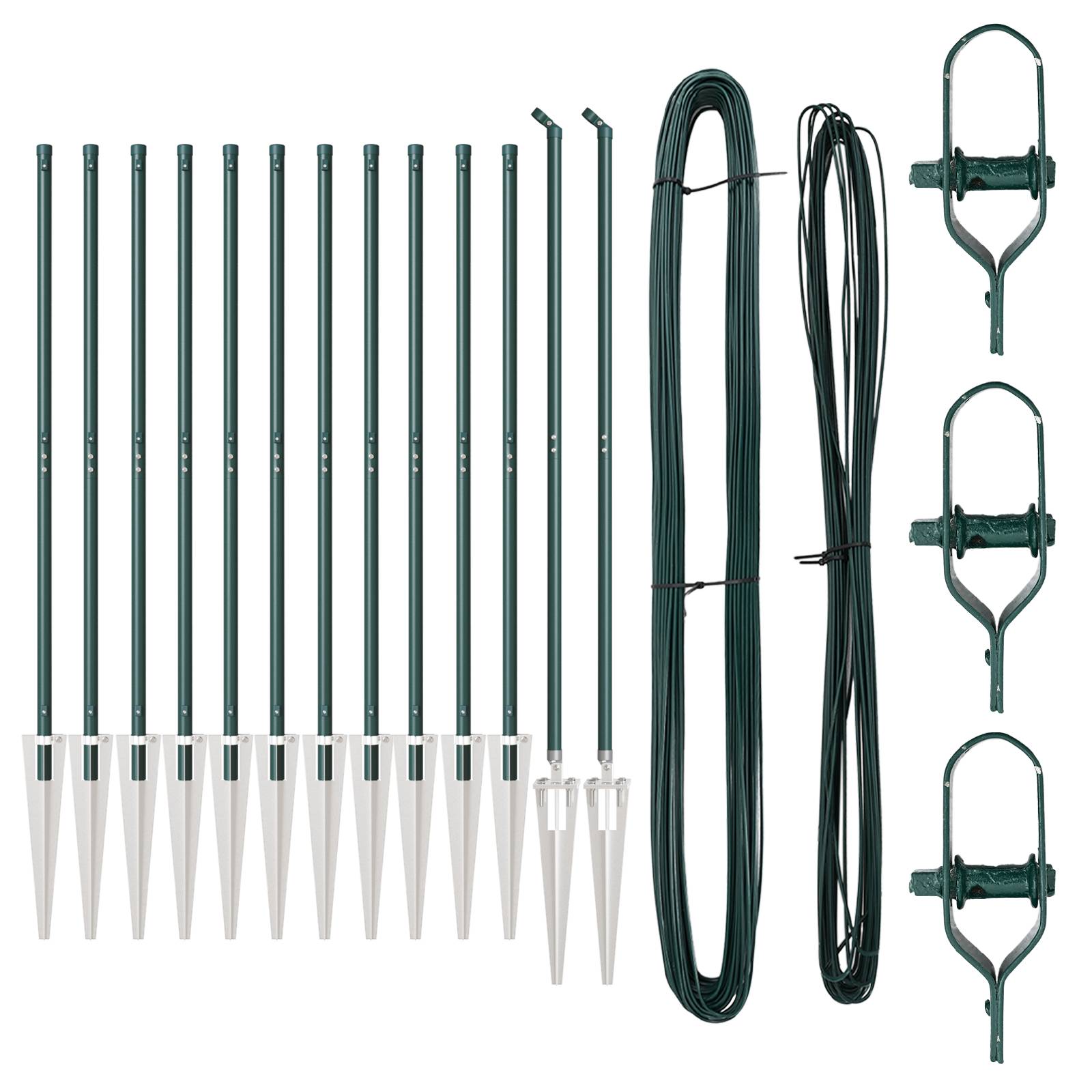 vidaXL Zaunpfähle mit Spitzen 13 Stk. Ø32 mm 160 cm Verzinkter Stahl