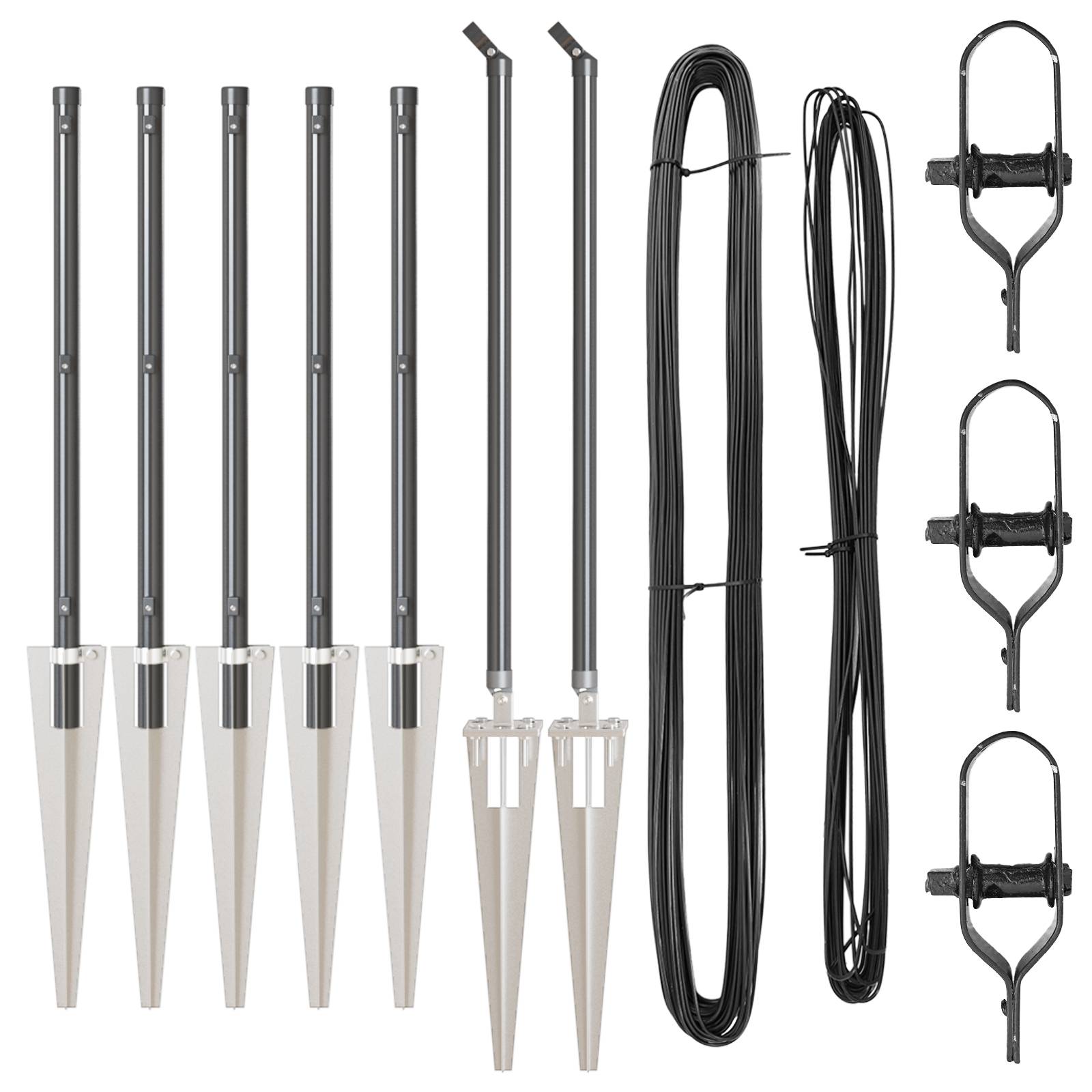 vidaXL Zaunpfosten mit Spitzen 7 Stk. Ø32 mm 60 cm Verzinkter Stahl