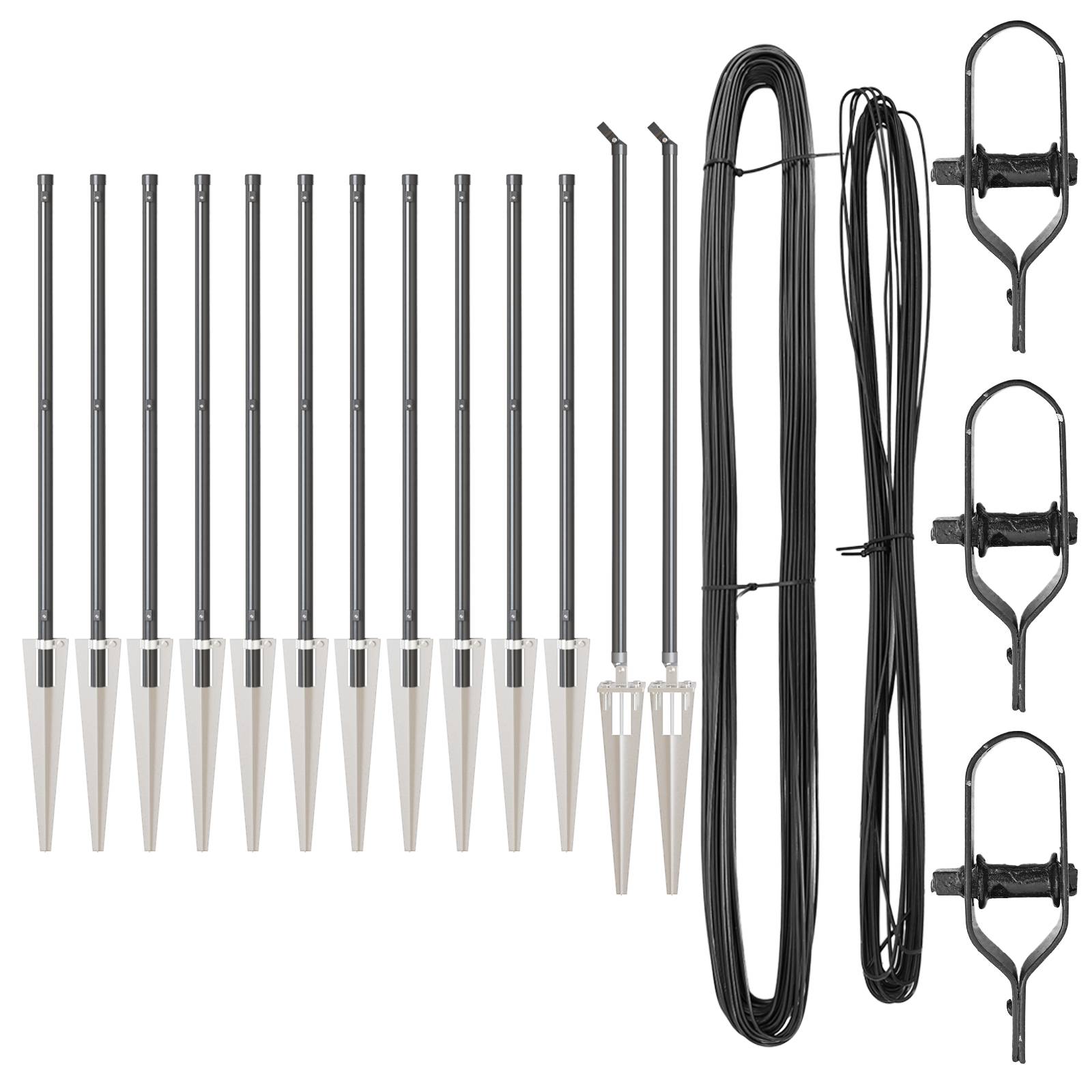 vidaXL Zaunpfosten mit Spitze 13 Stück Ø32 mm 80 cm galvanisierter Stahl