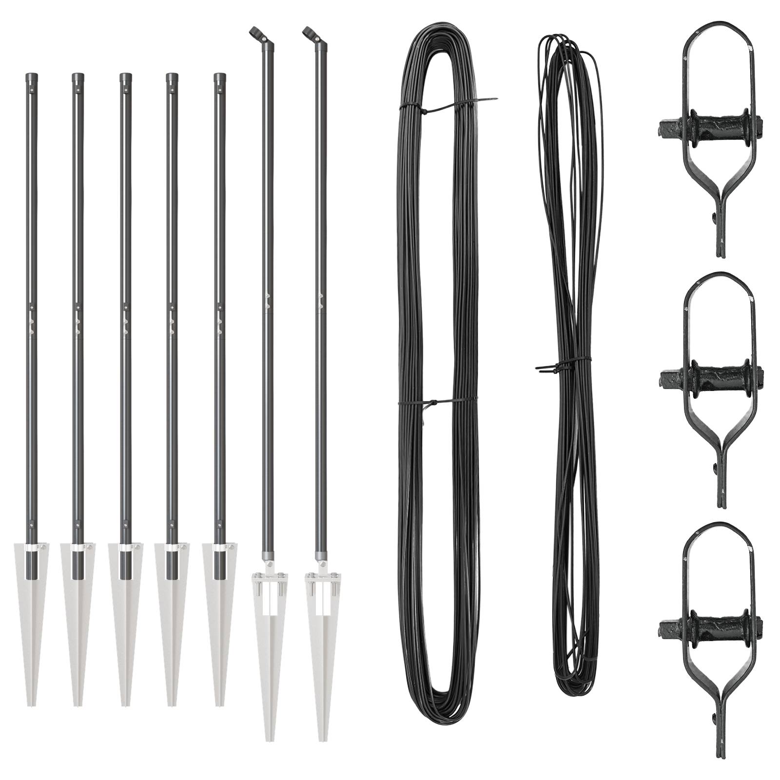vidaXL Zaunpfosten mit Spitzen 7 Stk. Ø32 mm 140 cm Verzinkter Stahl