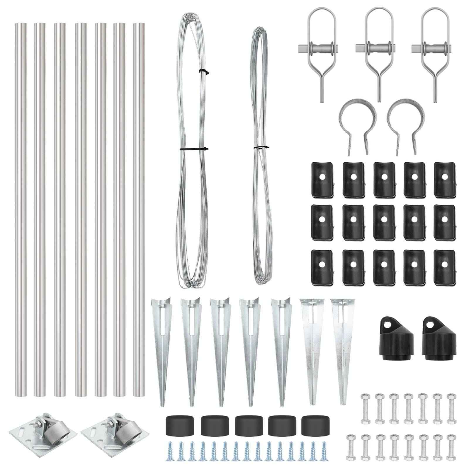 vidaXL Zaunpfosten mit Spitzen 7 Stk. Ø32 mm 60 cm Verzinkter Stahl