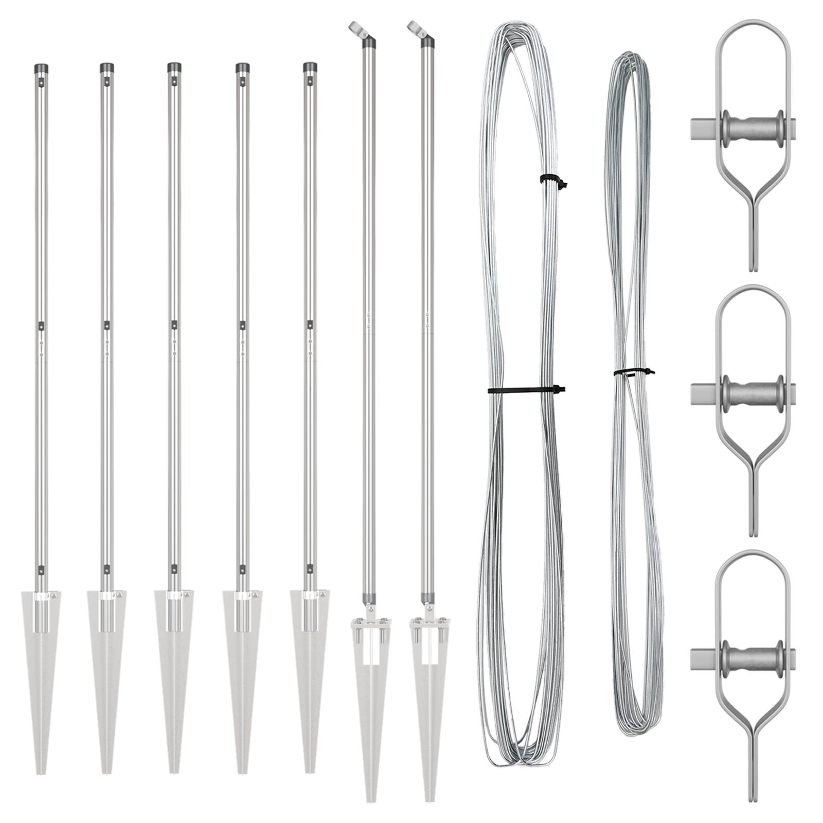 vidaXL Zaunpfosten mit Spitzen 7 Stk. Ø32 mm 180 cm Verzinkter Stahl