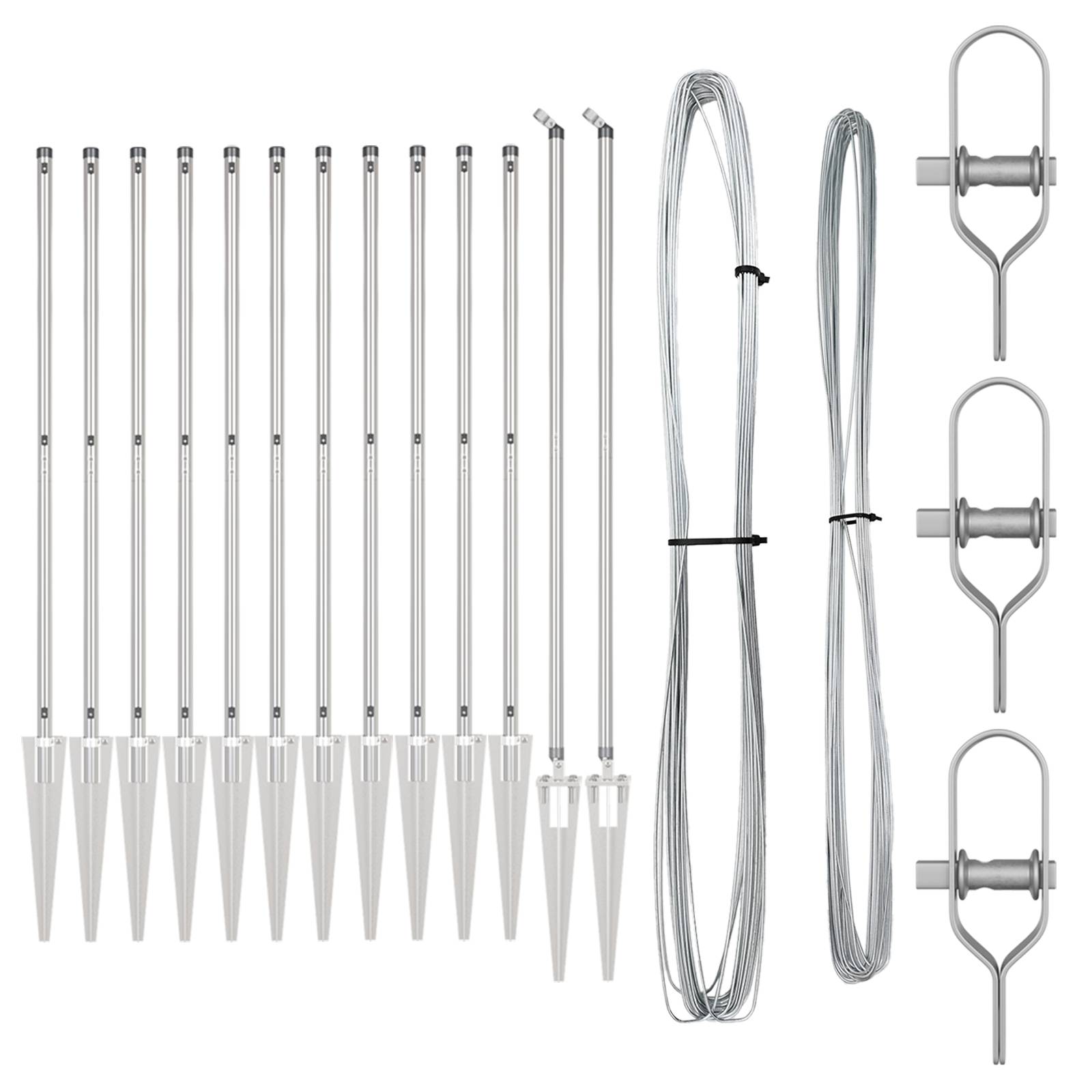 vidaXL Zaunpfosten mit Spitzen 13 Stk. Ø32 mm 140 cm Verzinkter Stahl
