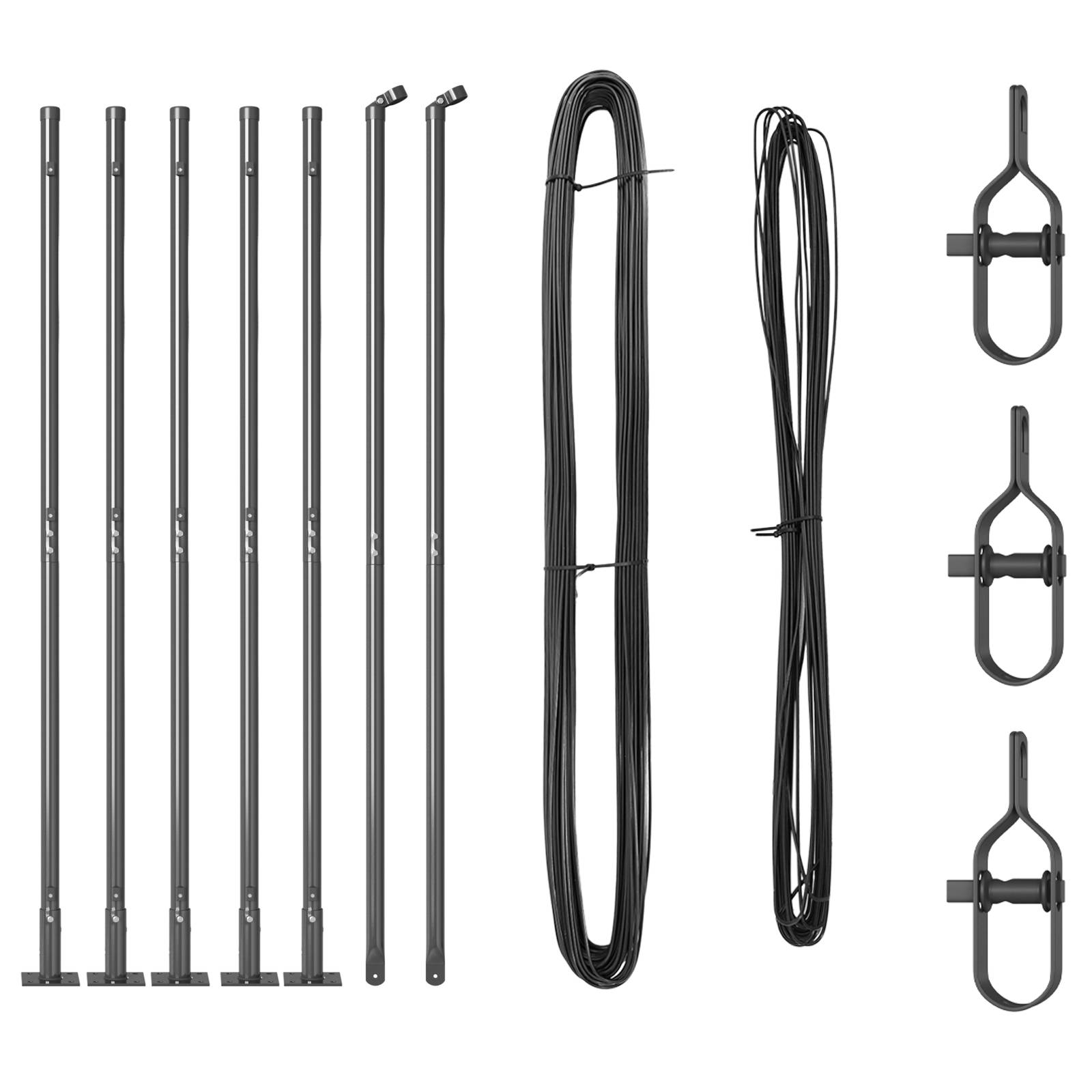 vidaXL Zaunpfosten mit Bodenplatten 7 Stk. Ø32mm 83,5cm Stahl Verzinkt