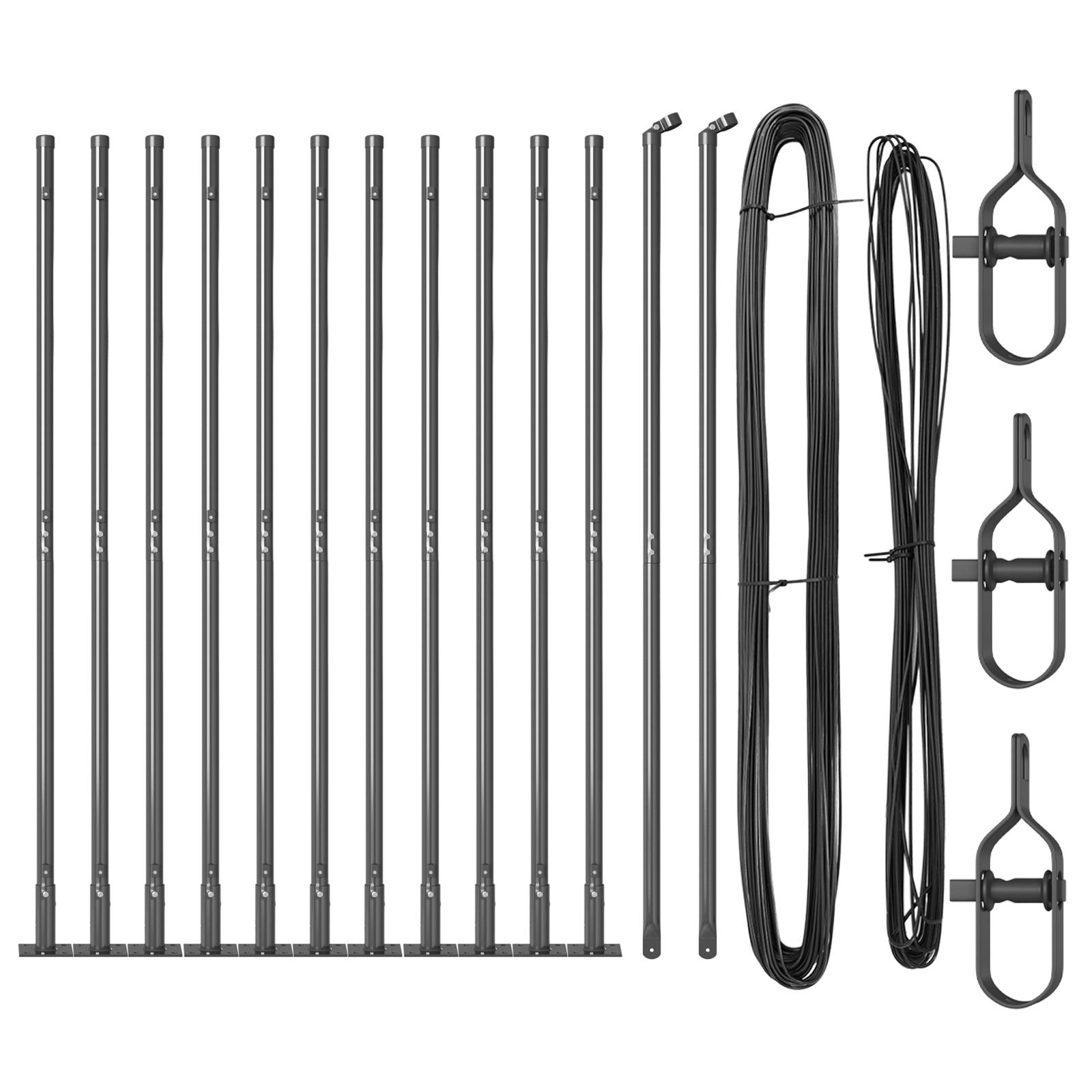 vidaXL Zaunpfosten mit Bodenplatten 13 Stk Ø32mm 78,5cm Stahl Verzinkt