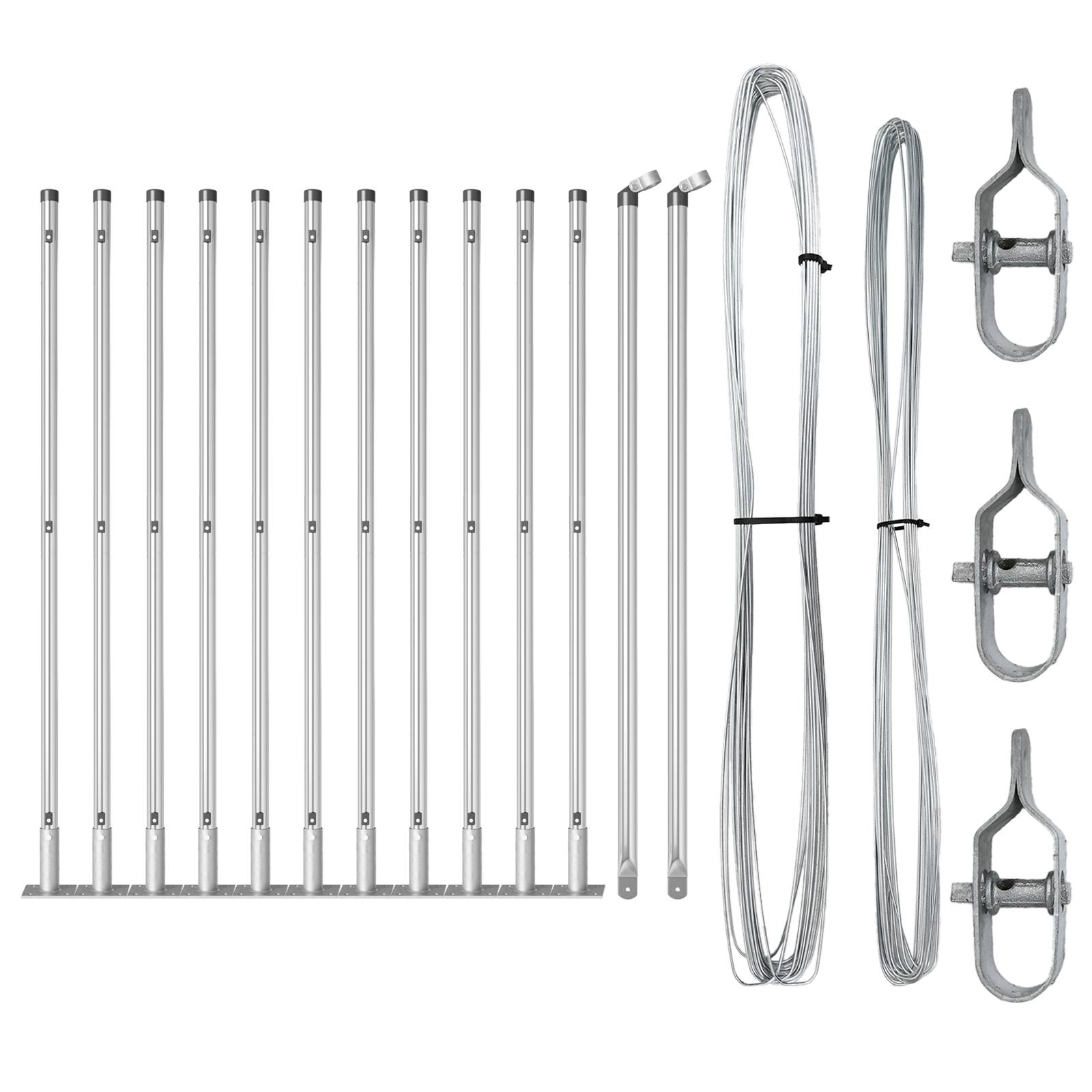 vidaXL Zaunpfosten mit Bodenplatten 13 Stk. Ø32mm 50cm Stahl Verzinkt