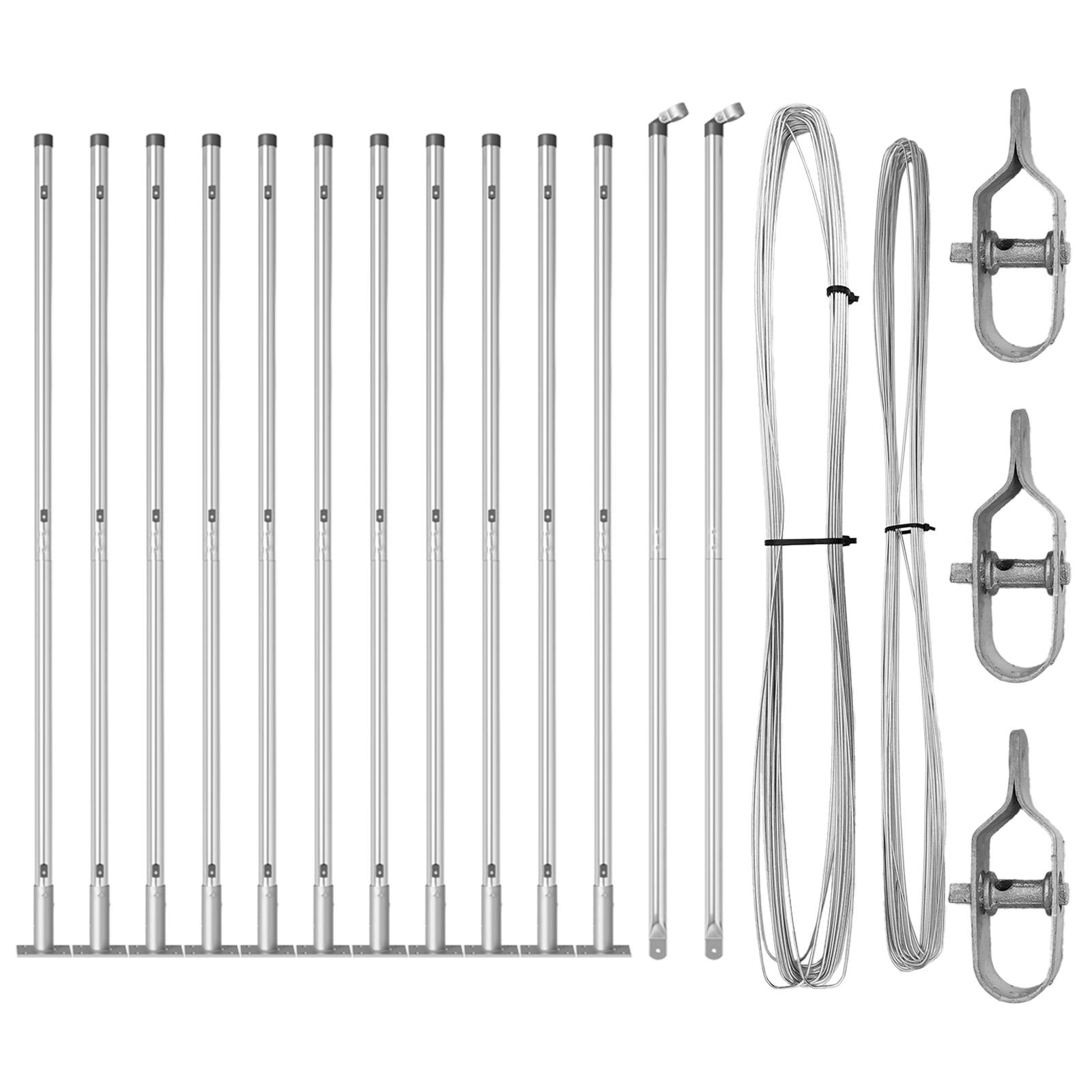 vidaXL Zaunpfosten mit Bodenplatten 13 Stk Ø32mm 88,5cm Stahl Verzinkt
