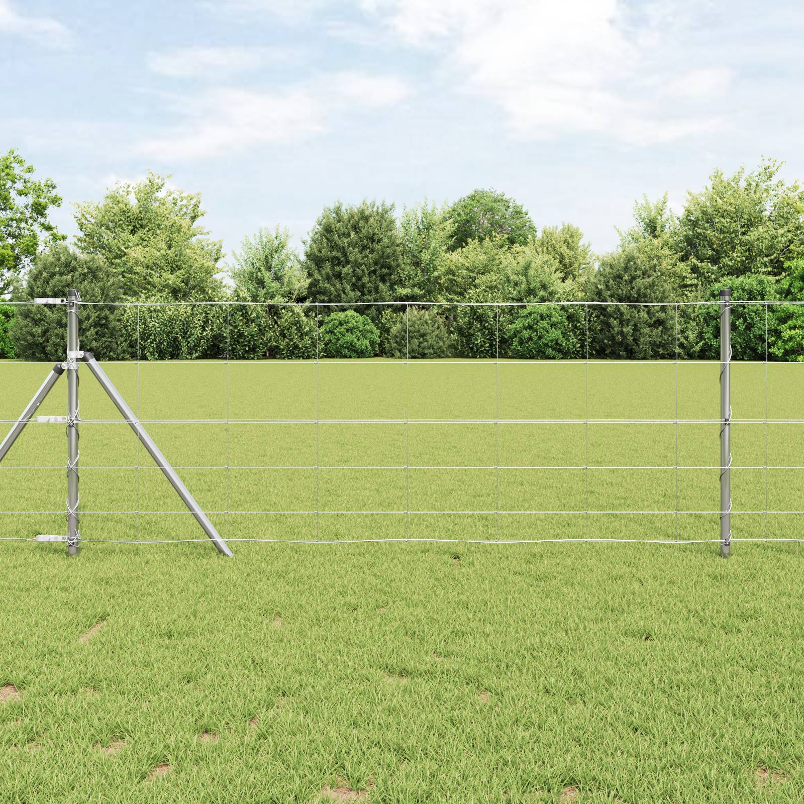 vidaXL Feldzaun 0,8x50 m Verzinkter Stahl