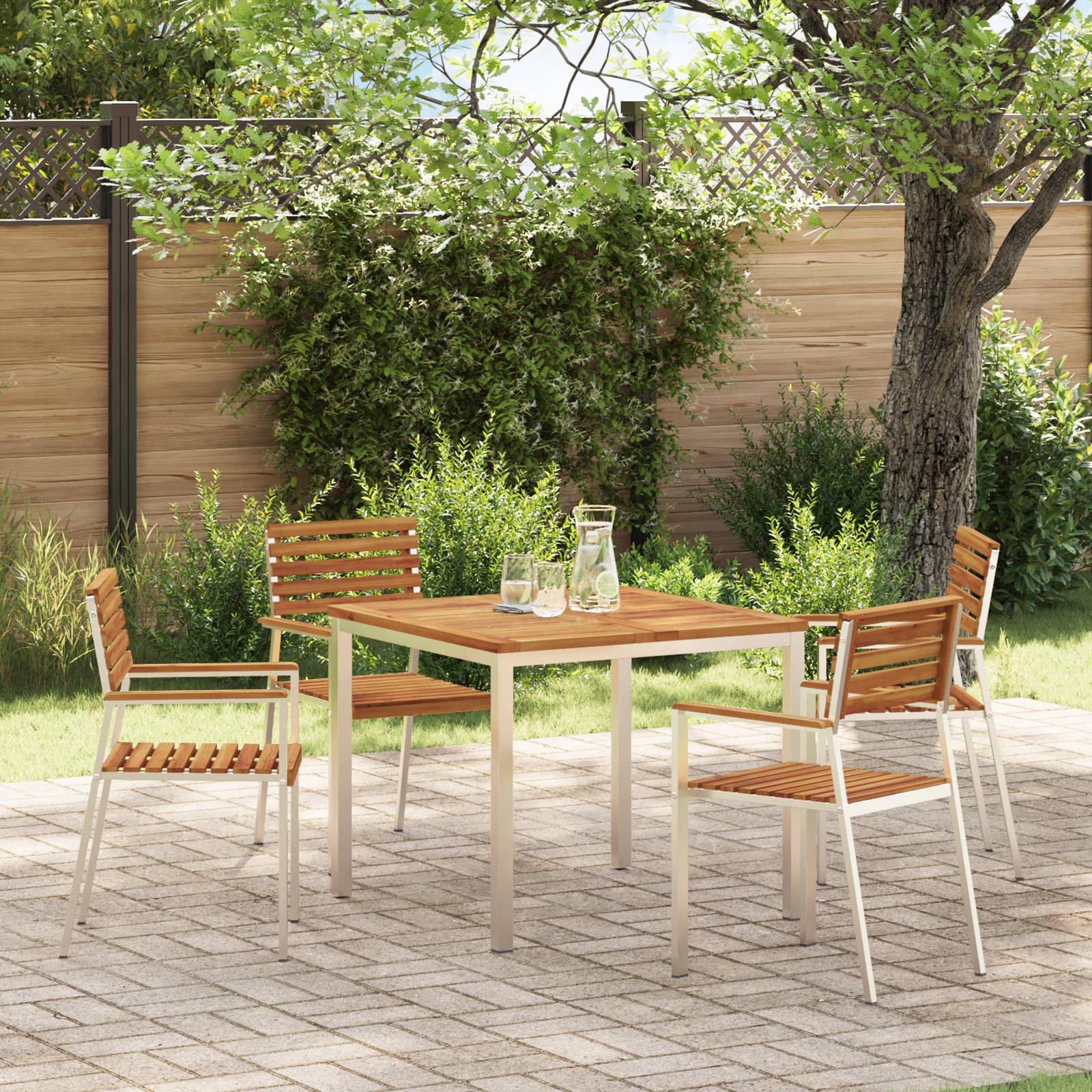 vidaXL Esstisch für draußen 90x90x74.5 cm Massivholz Akazie