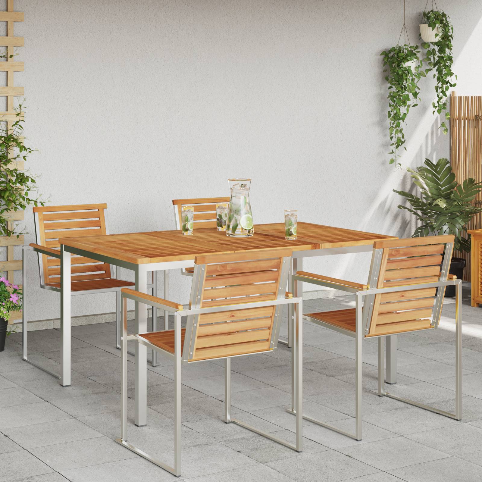 vidaXL Esstisch für draußen 150x90x75 cm Massivholz Teak