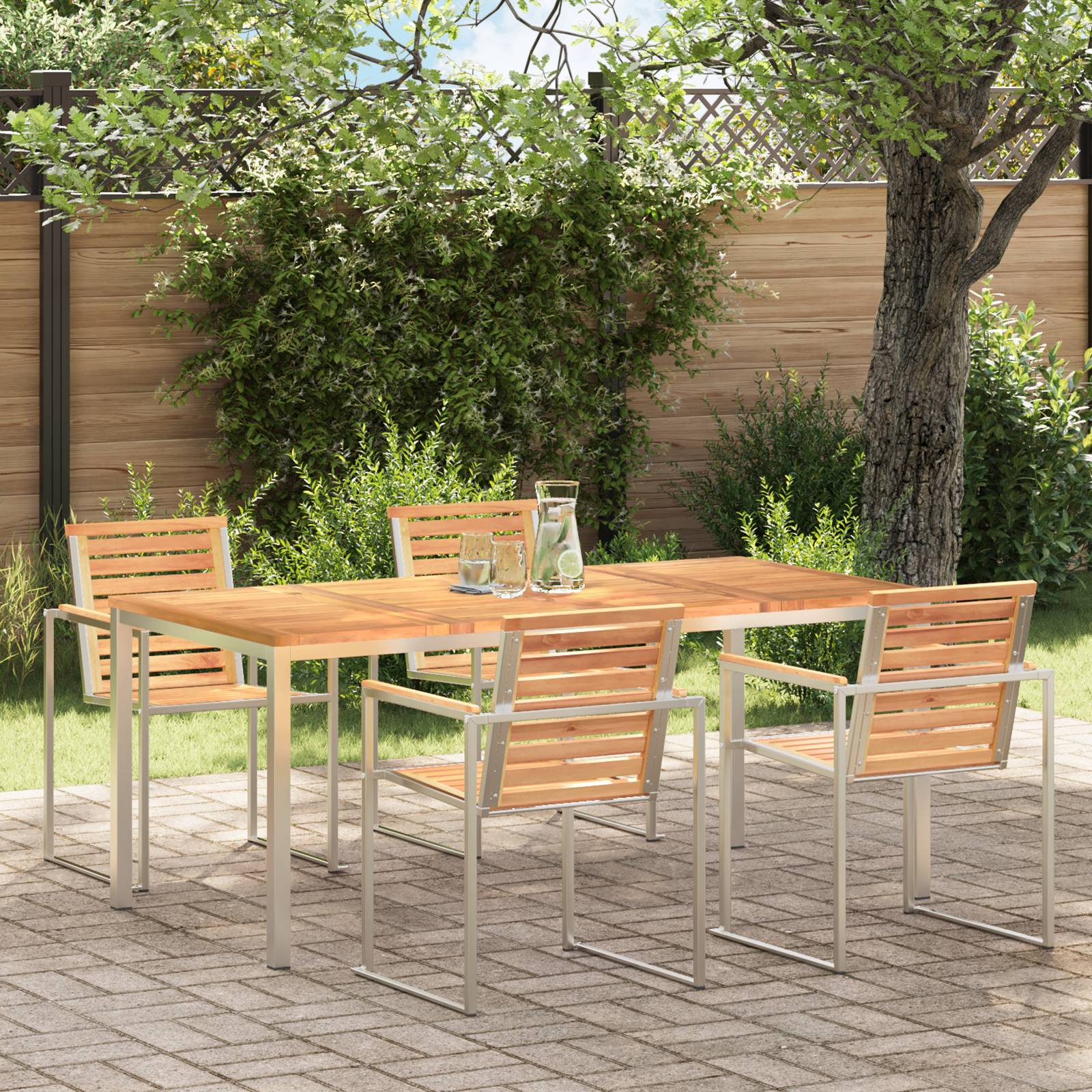 vidaXL Esstisch für draußen 180x90x75 cm Massivholz Teak