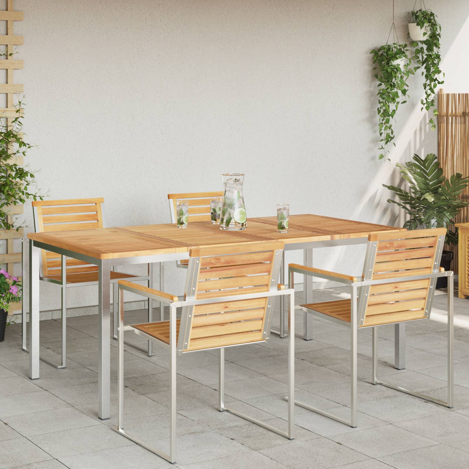 vidaXL Esstisch für draußen 180x90x75 cm Massivholz Teak