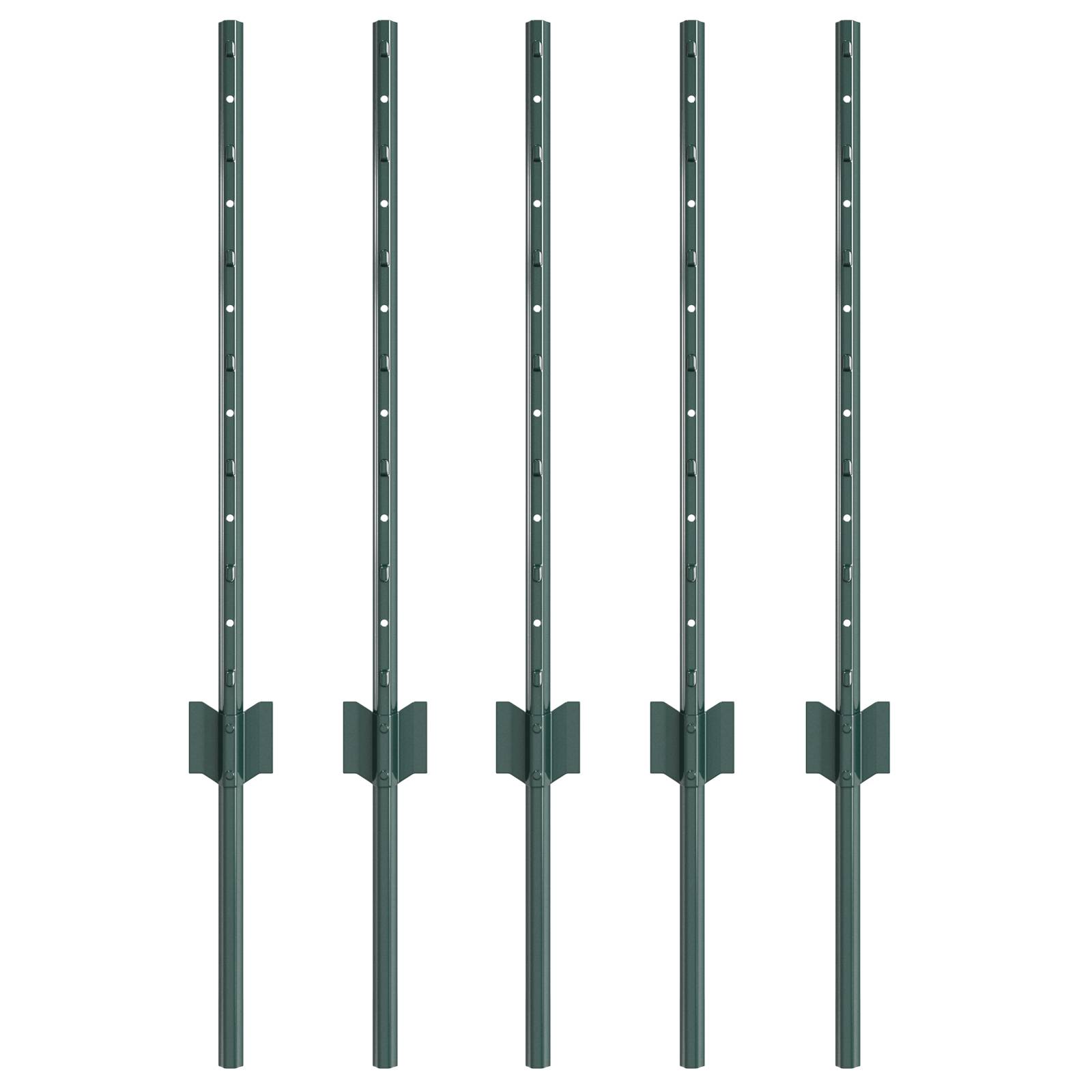 vidaXL Zaunpfosten 5 Stück U-Kanal Grün 60 cm Stahl