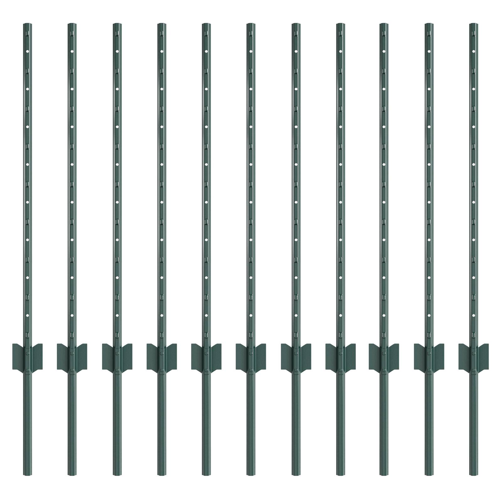 vidaXL Zaunpfosten 11 Stück U-Kanal Grün 80 cm Stahl