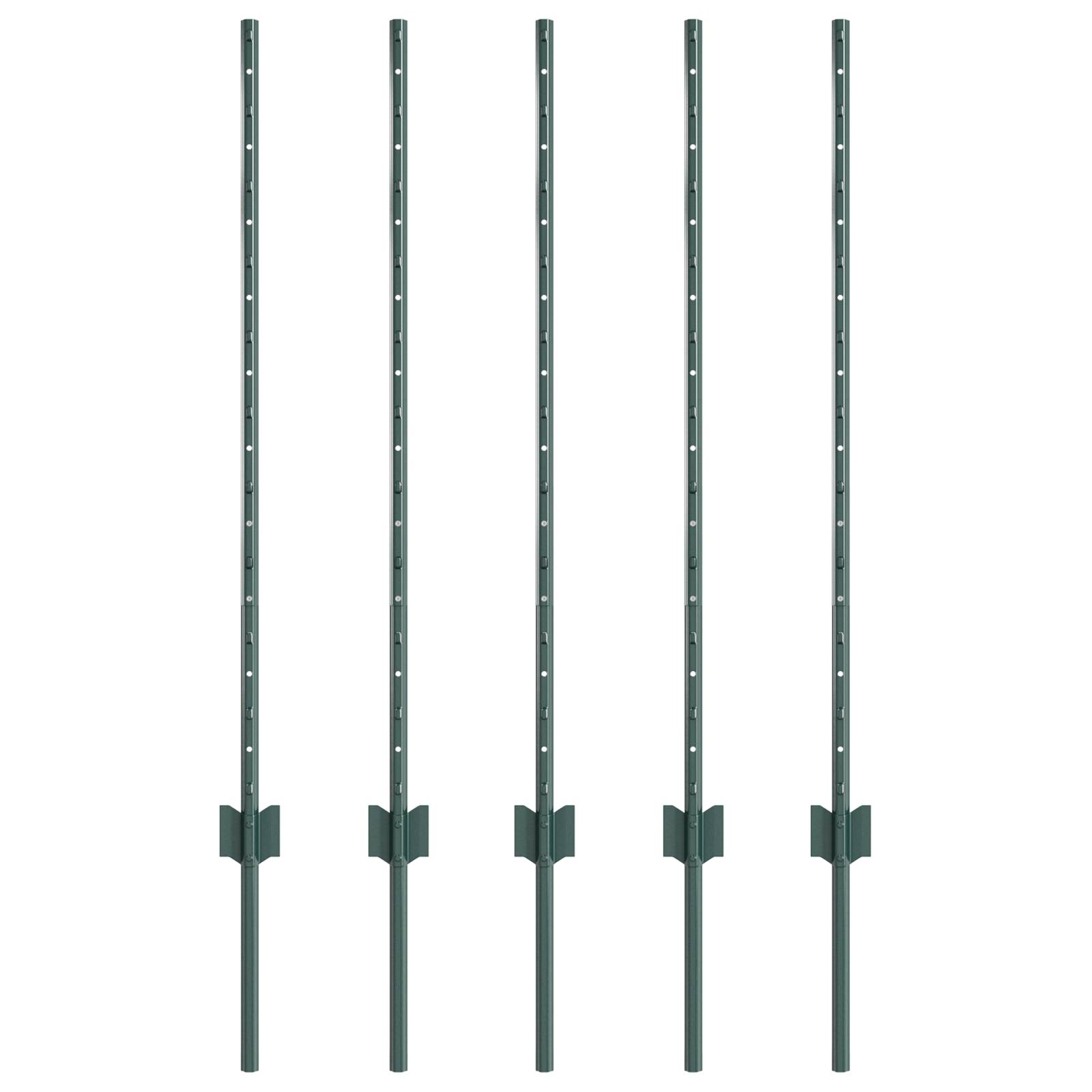 vidaXL Zaunpfosten 5 Stück U-Kanal Grün 100 cm Stahl