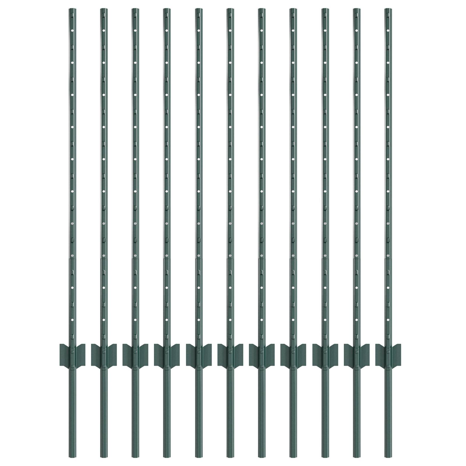 vidaXL Zaunpfosten 11 Stück U-Kanal Grün 100 cm Stahl