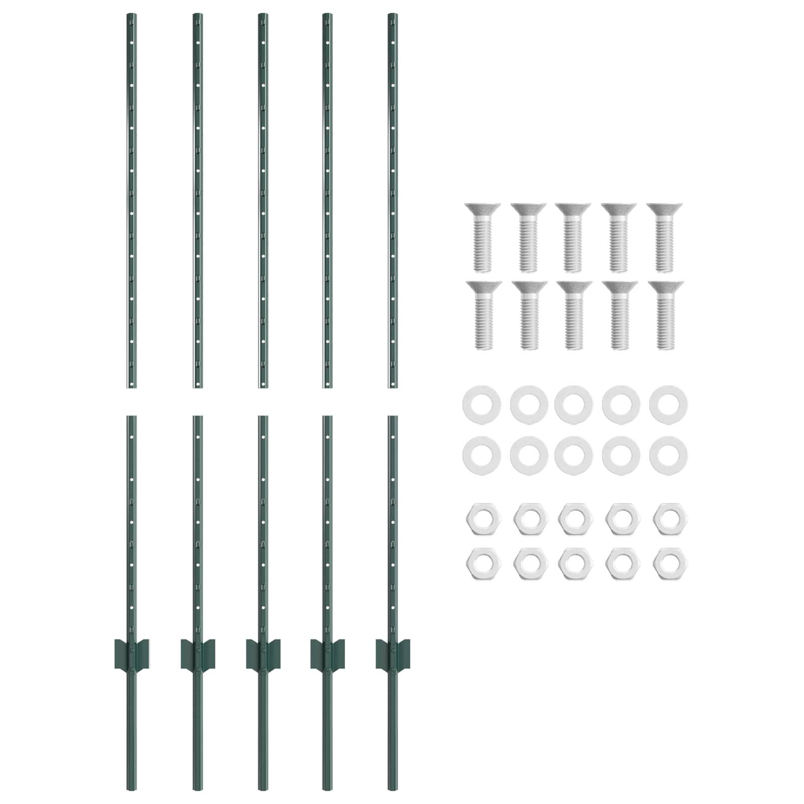 vidaXL Zaunpfosten 5 Stück U-Kanal Grün 120 cm Stahl