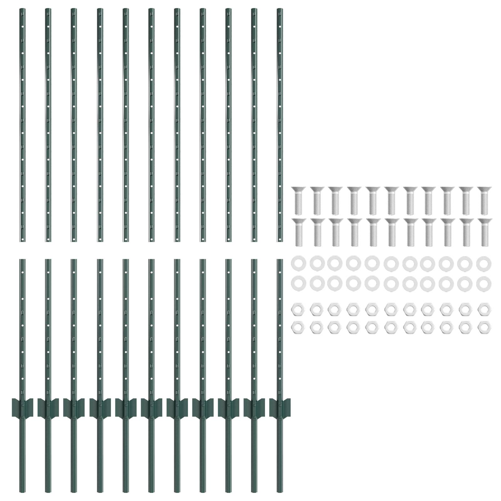 vidaXL Zaunpfosten 11 Stk U-Kanal Grün 120 cm Stahl
