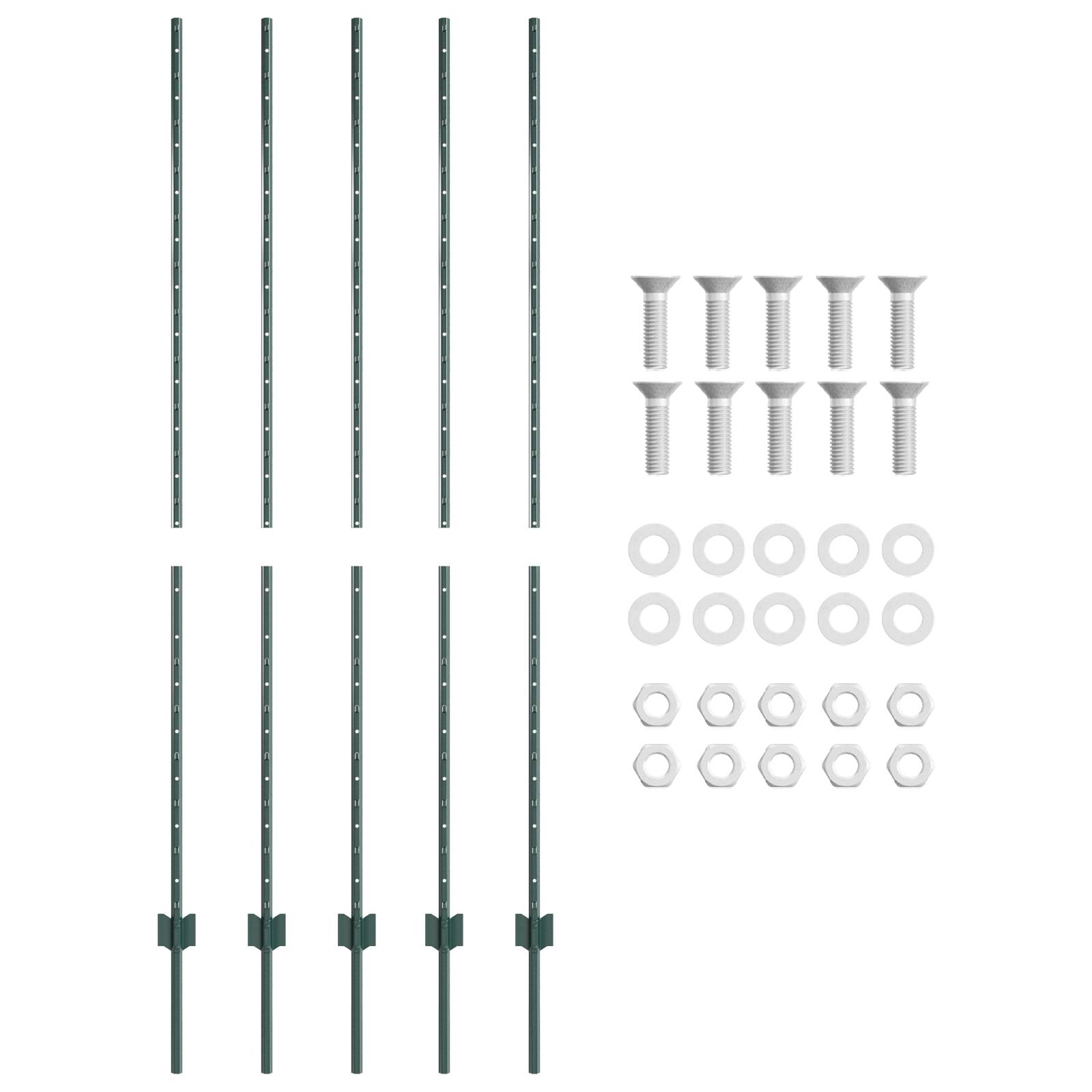 vidaXL Zaunpfosten 5 Stück U-Kanal Grün 150 cm Stahl