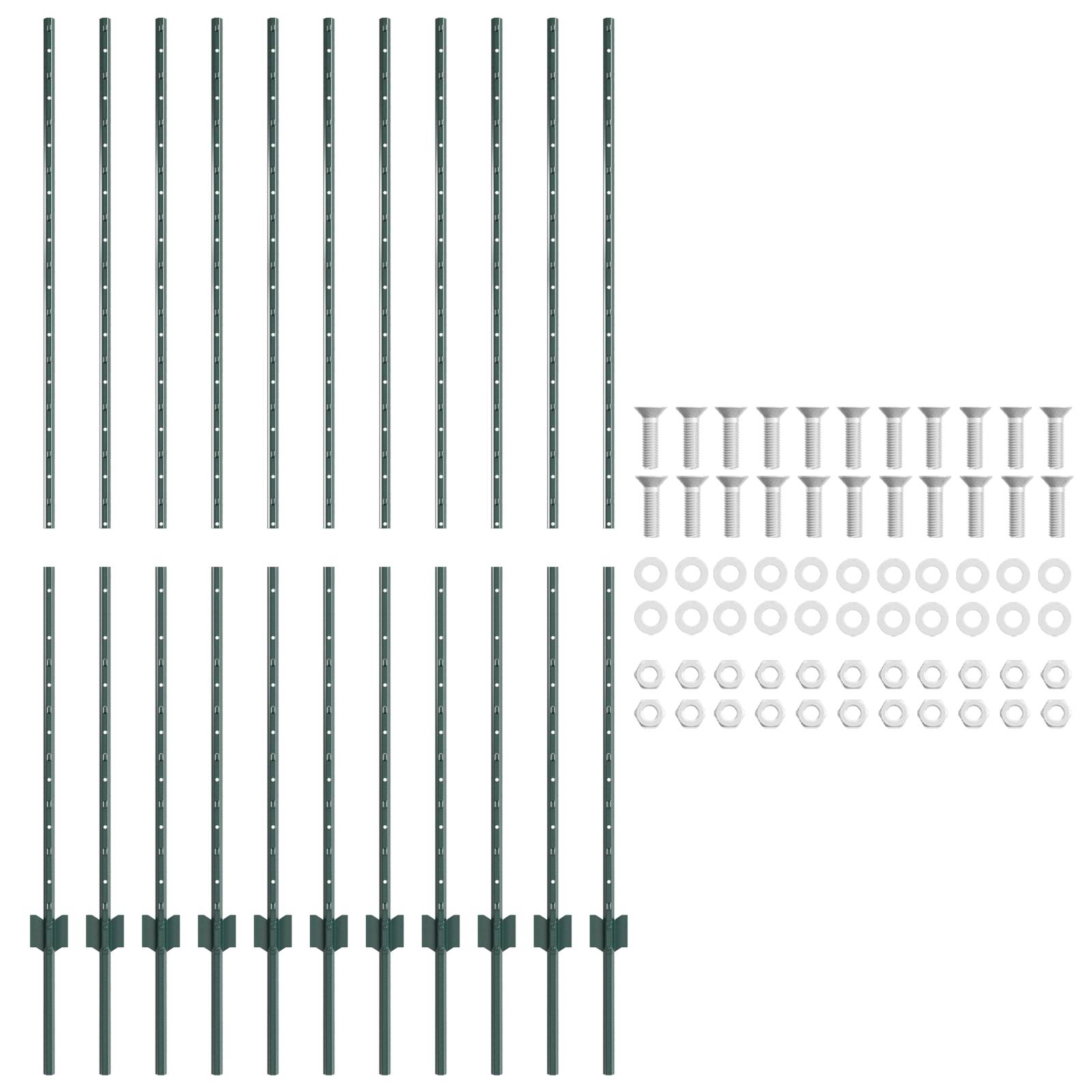 vidaXL Zaunpfosten 11-tlg U-Kanal Grün 160 cm Stahl