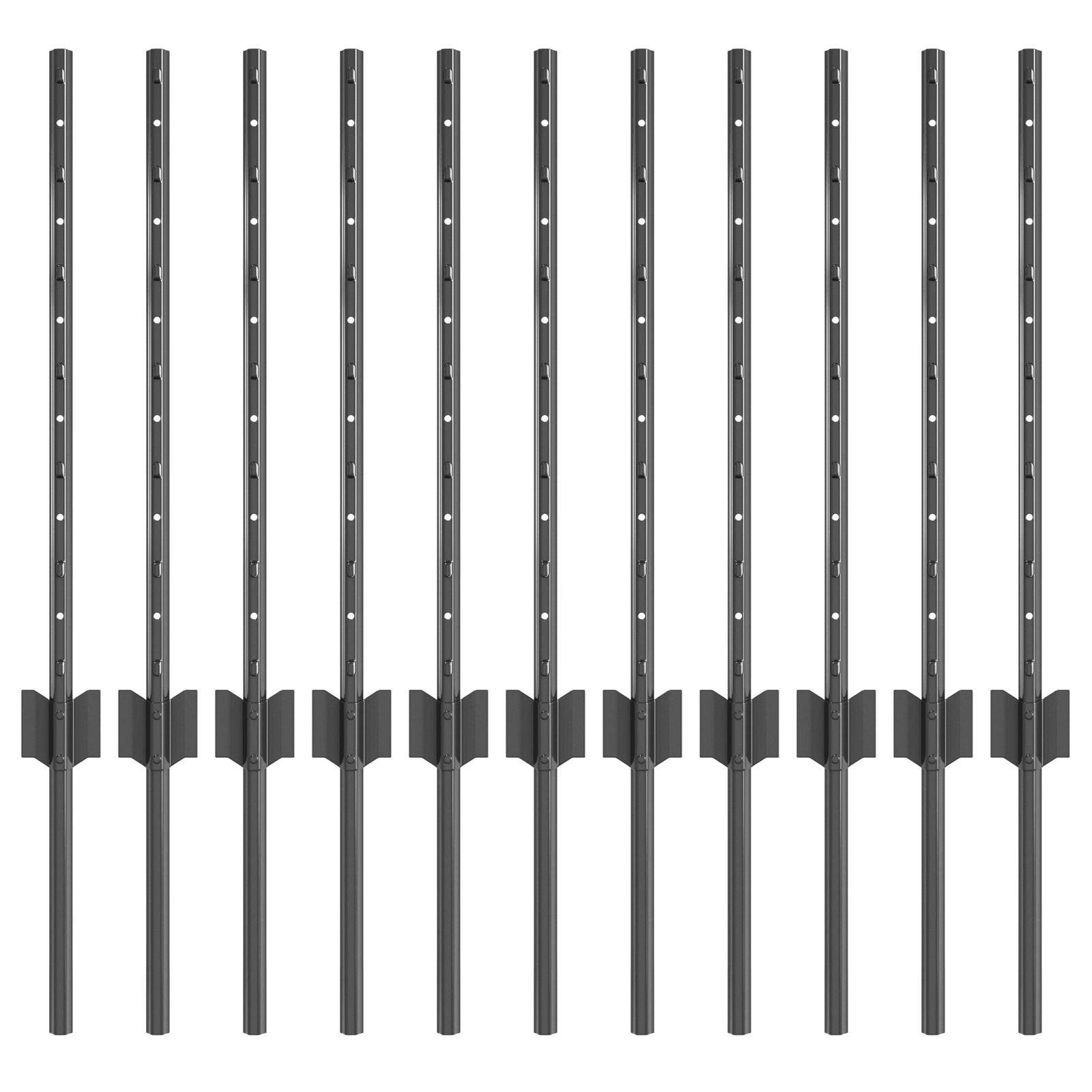vidaXL Zaunpfosten 11 Stück U-Kanal Grau 60 cm Stahl
