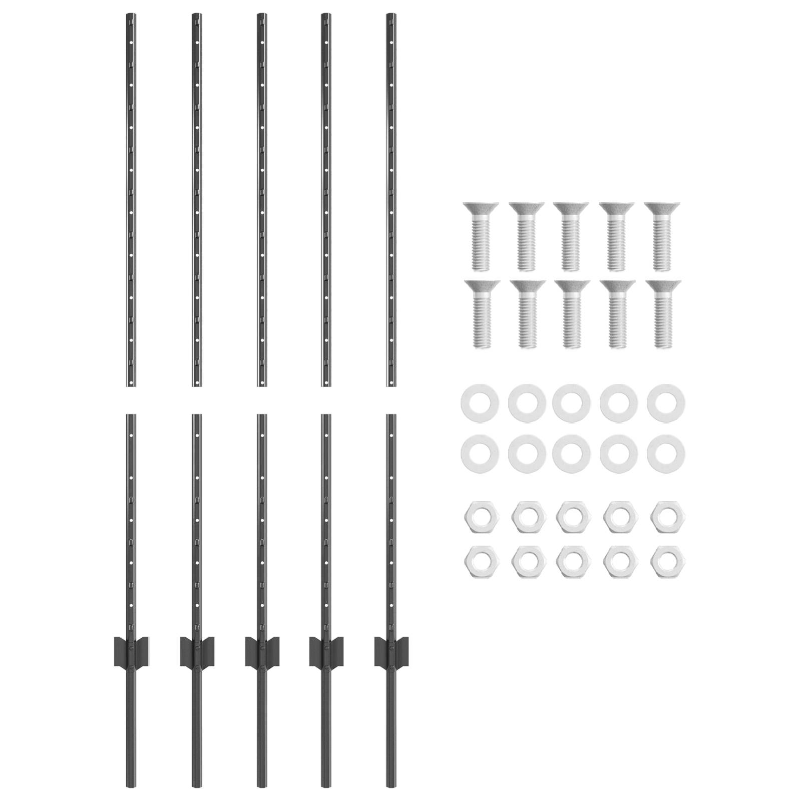 vidaXL Zaunpfosten 10 Stk U-Kanal Grau 120 cm Stahl