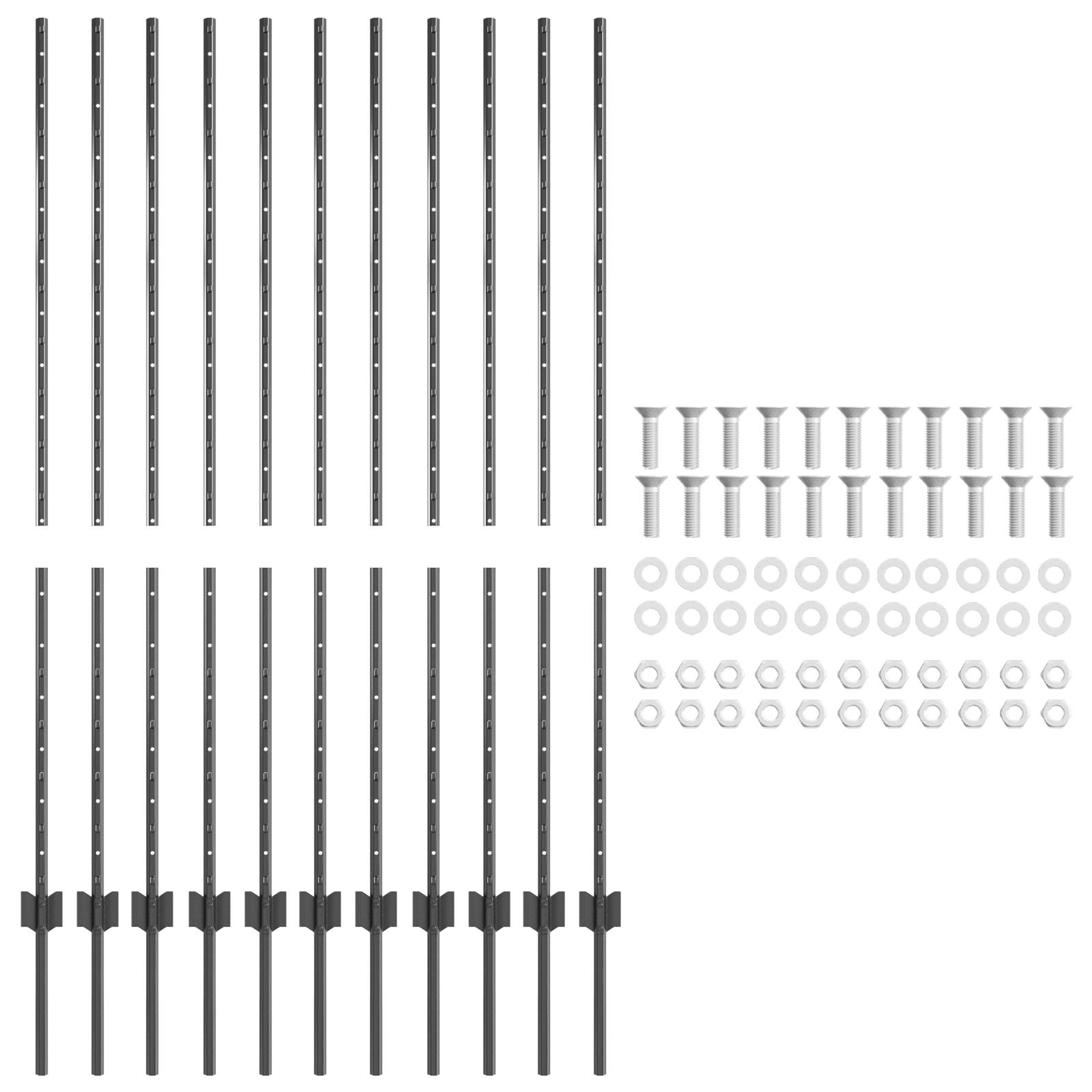 vidaXL Zaunpfosten 22 Stk. U-Kanal Grau 140 cm Stahl