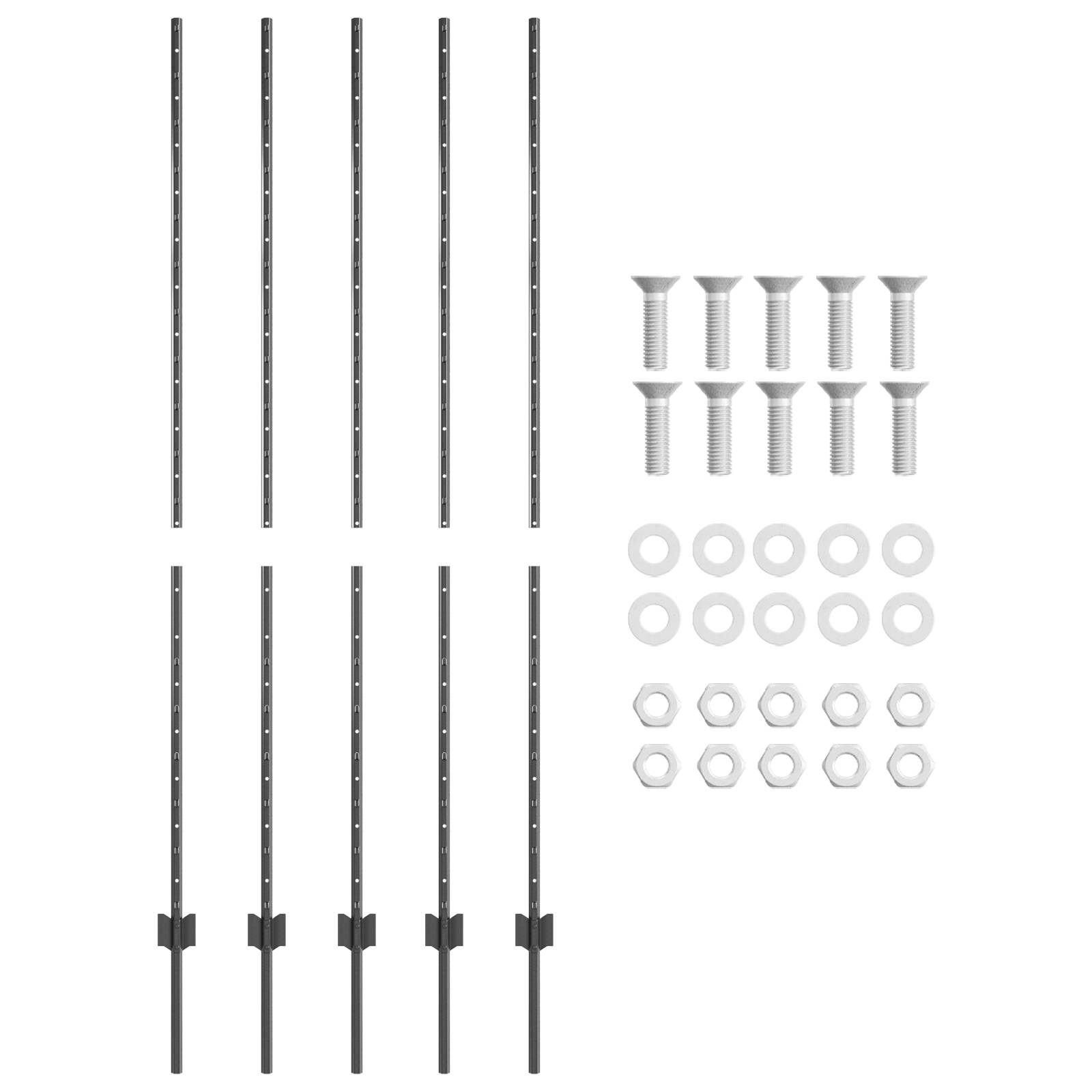 vidaXL Zaunpfosten 10 Stück U-Kanal Grau 160 cm Stahl