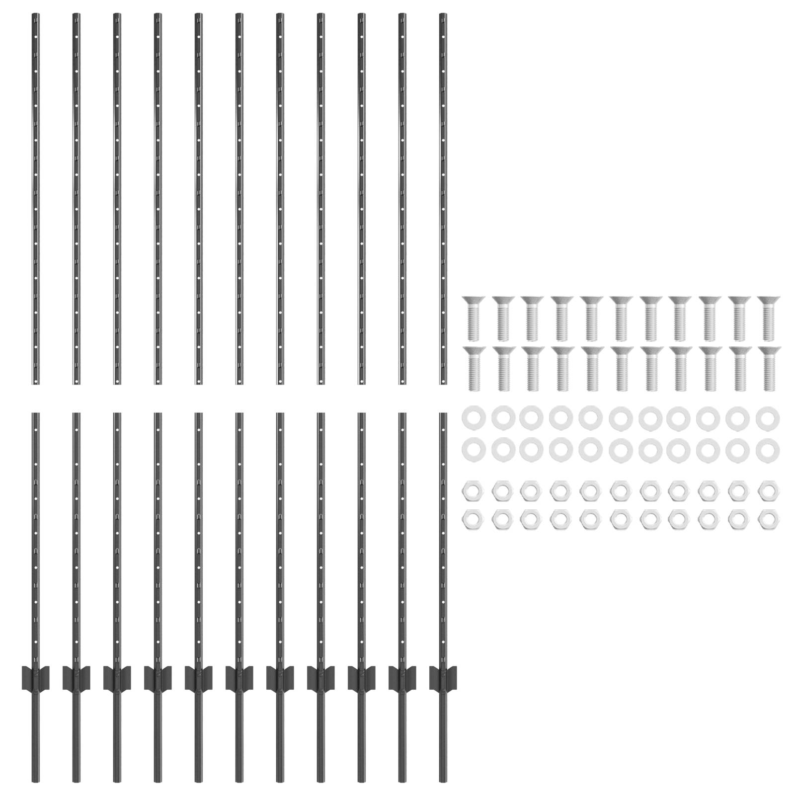 vidaXL Zaunpfosten 22 Stk U-Kanal Grau 150 cm Stahl