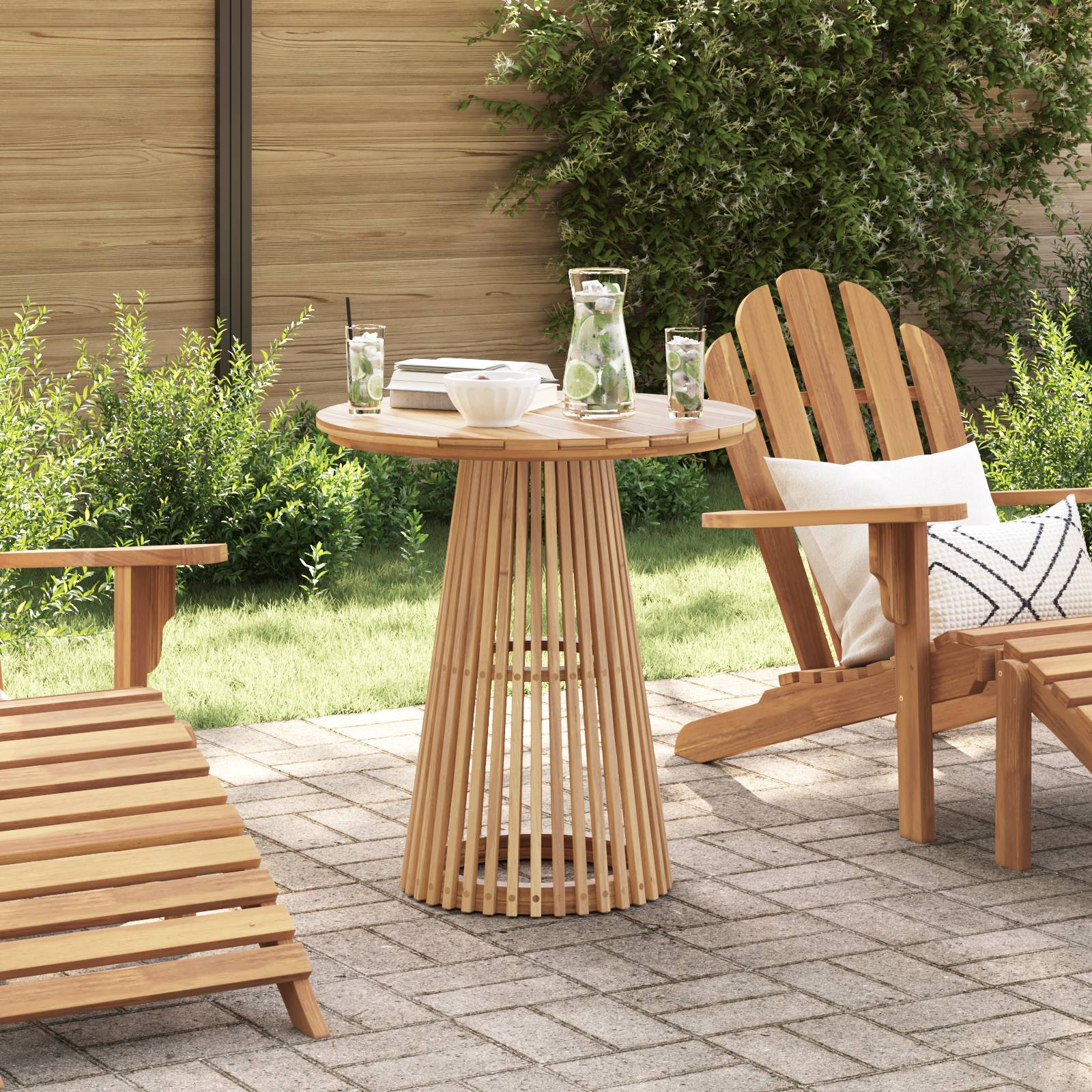 vidaXL Gartentisch Ø70x75 cm Massivholz Teak