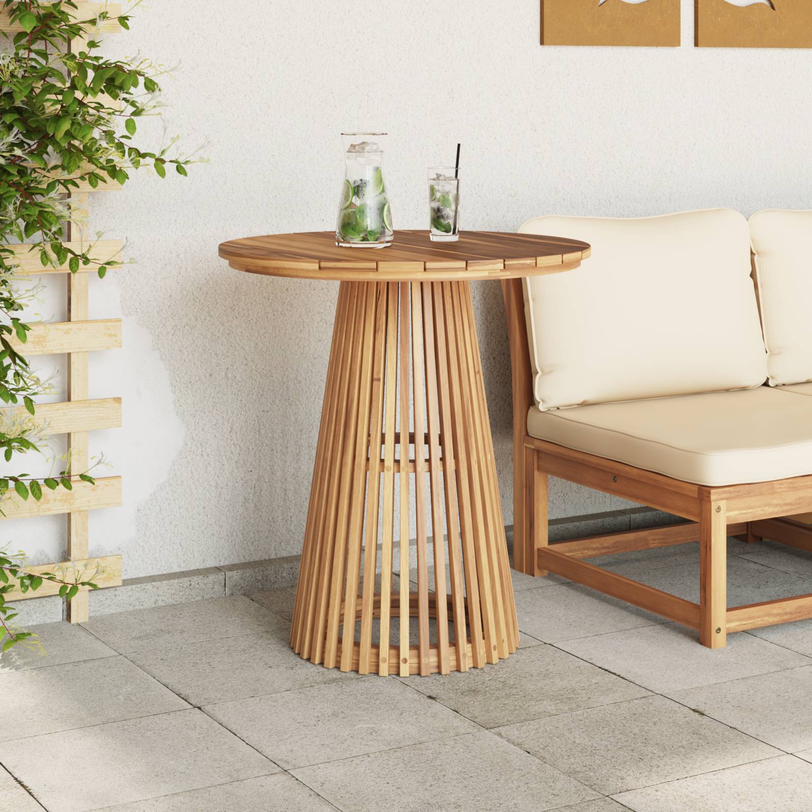 vidaXL Gartentisch Ø70x75 cm Massivholz Teak