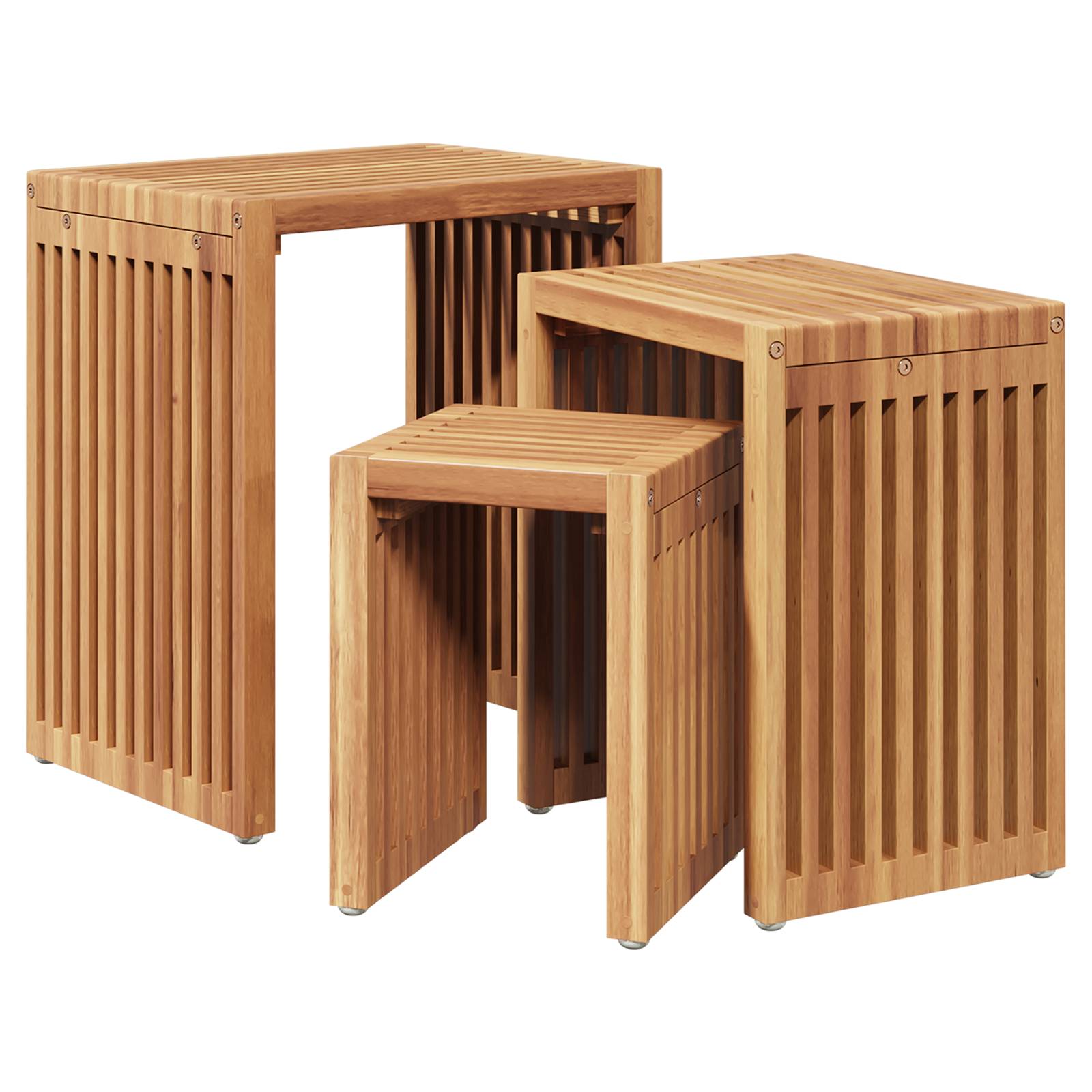 vidaXL Garten Nest von Beistelltischen 3 Stück Massivholz Teak